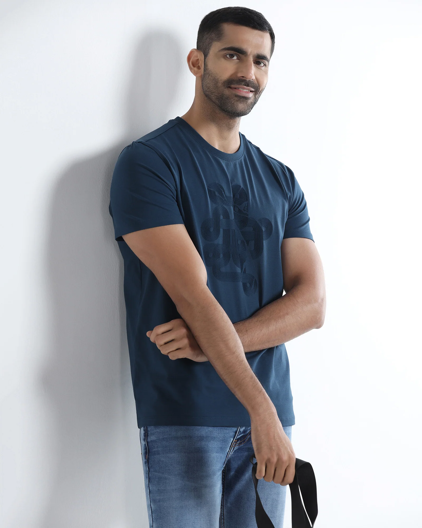 Deep Teal Crew Neck Printed T-Shirt - Misa - Image 7