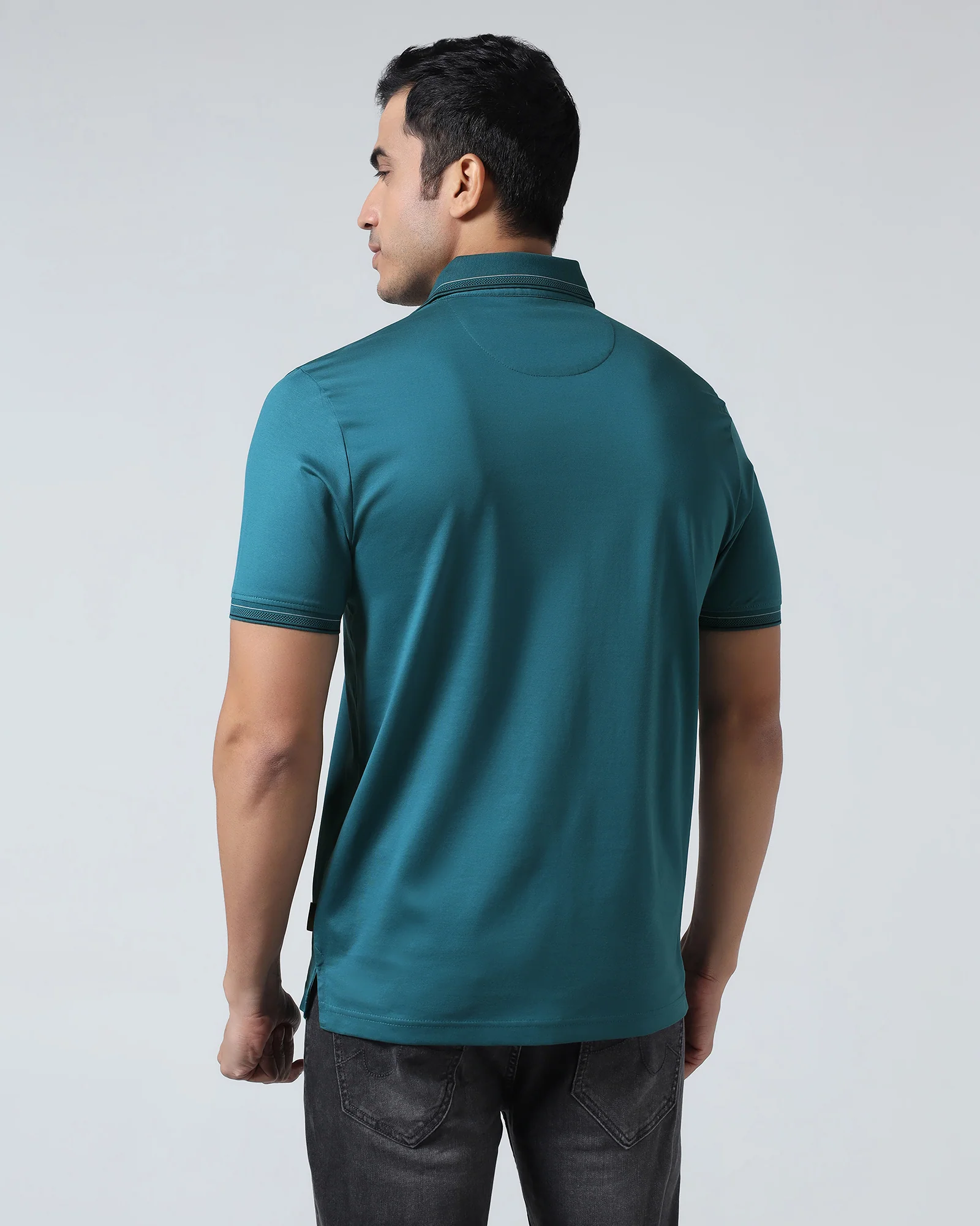 Deep Teal Solid Polo - Ram - Image 2