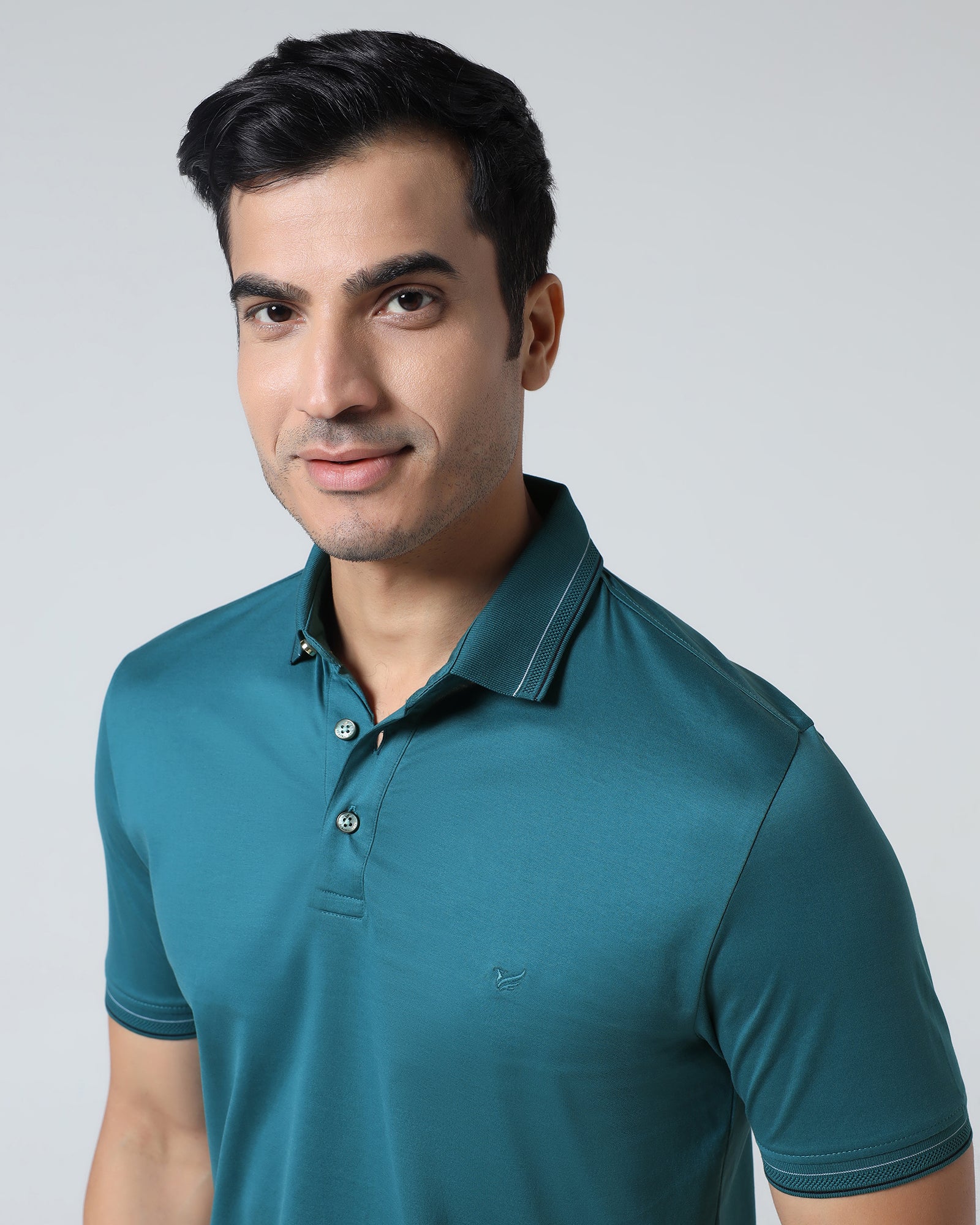 Deep Teal Solid Polo - Ram - Image 4