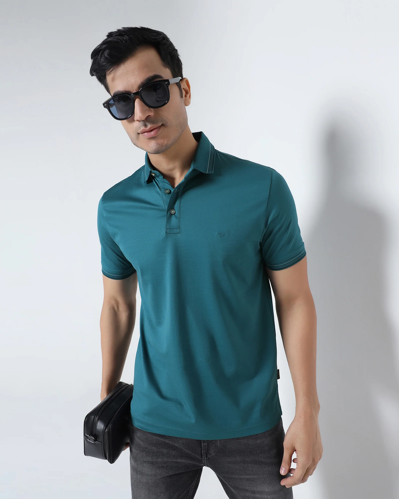 Deep Teal Solid Polo - Ram - Image 7
