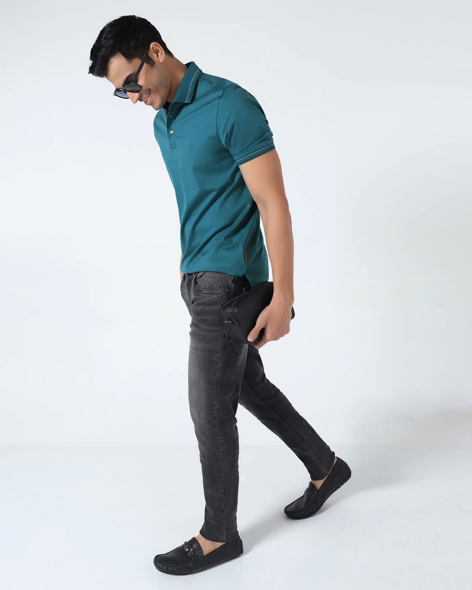Deep Teal Solid Polo - Ram - Image 9
