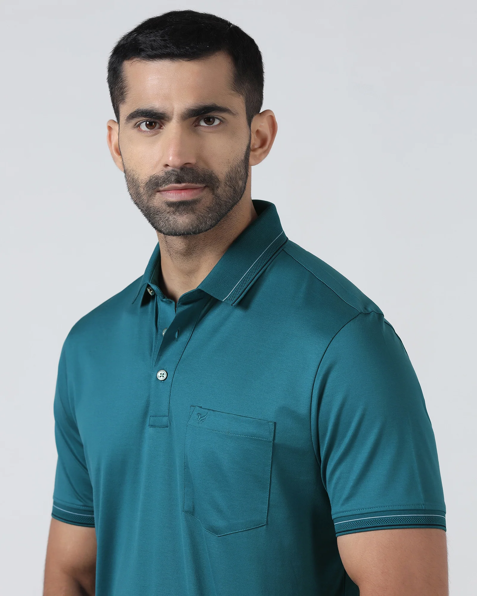 Deep Teal Solid Polo - Ram - Image 4
