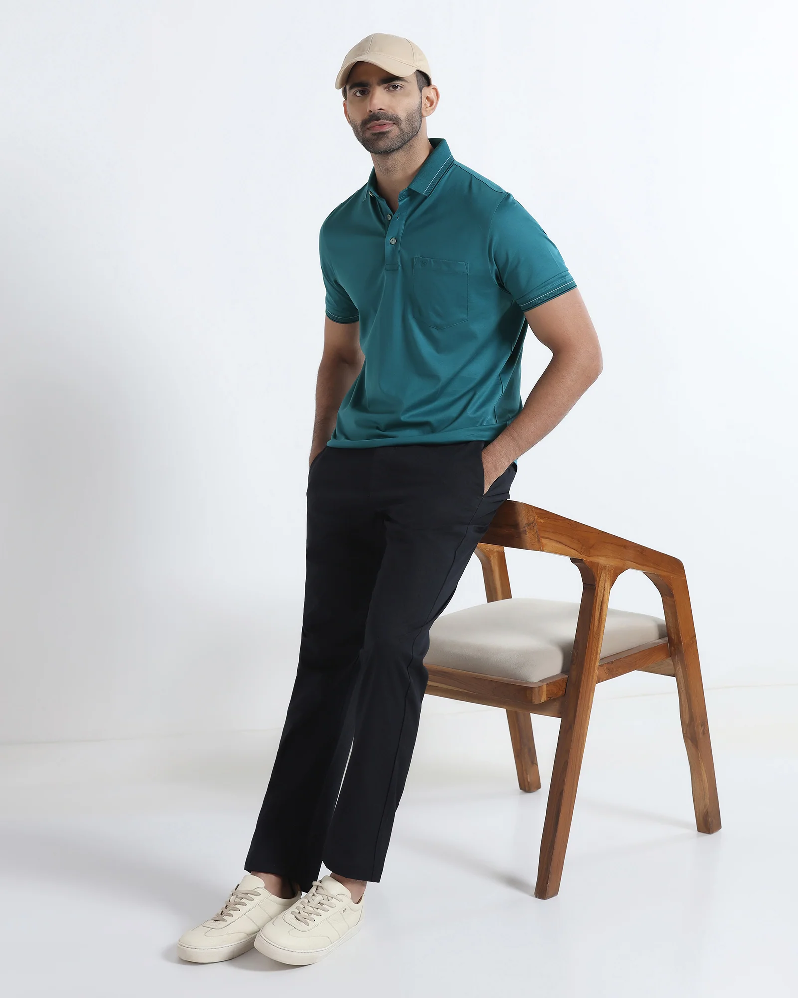 Deep Teal Solid Polo - Ram - Image 7