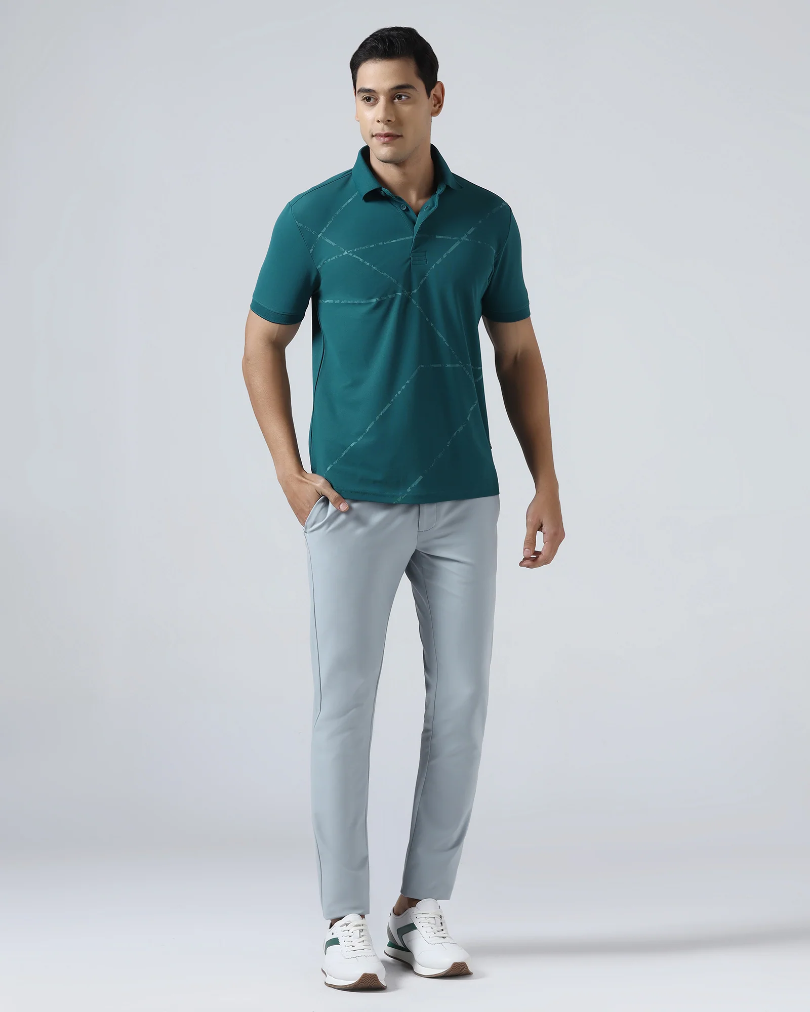 Deep Teal TechPro Printed Polo - Cedric - Image 3