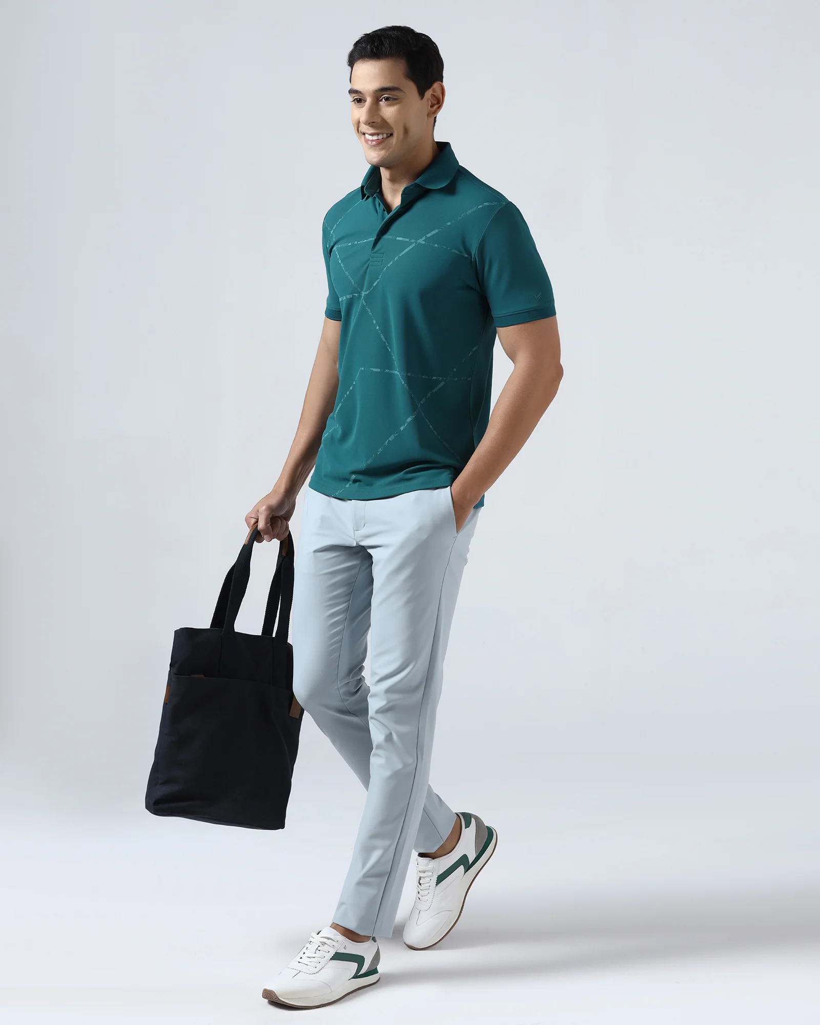 Deep Teal TechPro Printed Polo - Cedric - Image 8