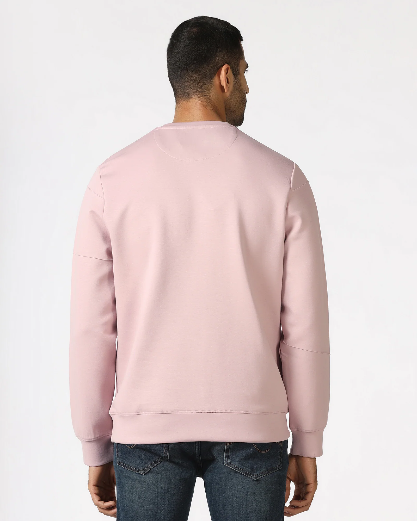 Dusty Pink Crew Neck Solid Sweatshirt - Dapper - Image 2