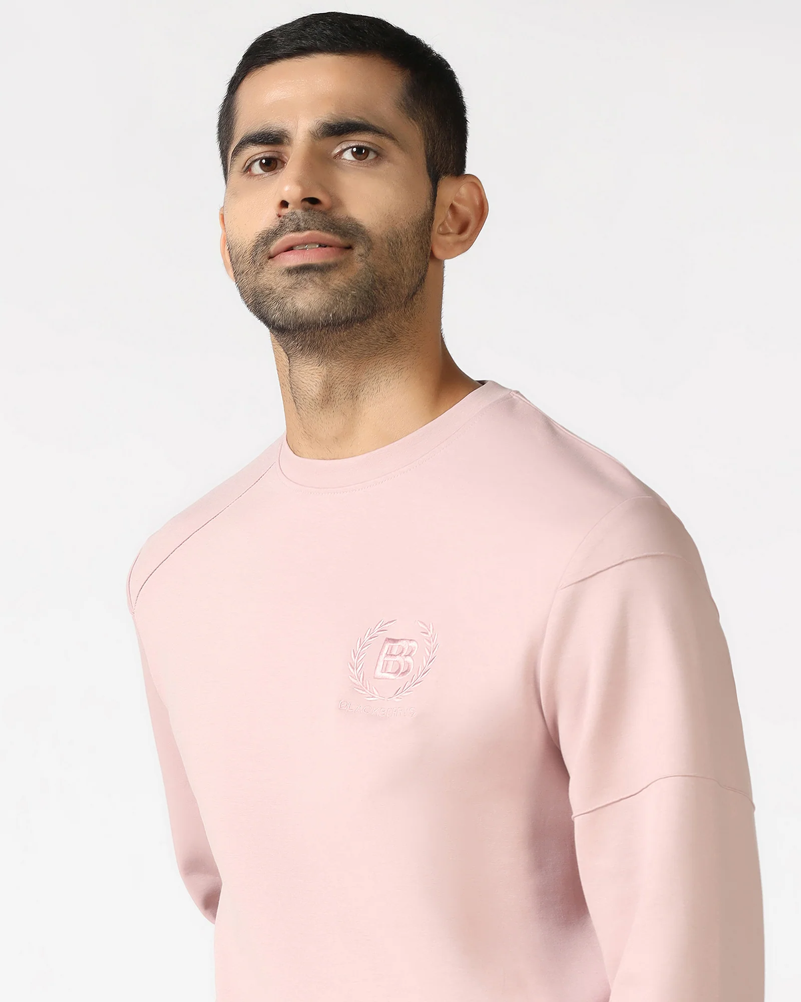 Dusty Pink Crew Neck Solid Sweatshirt - Dapper - Image 4