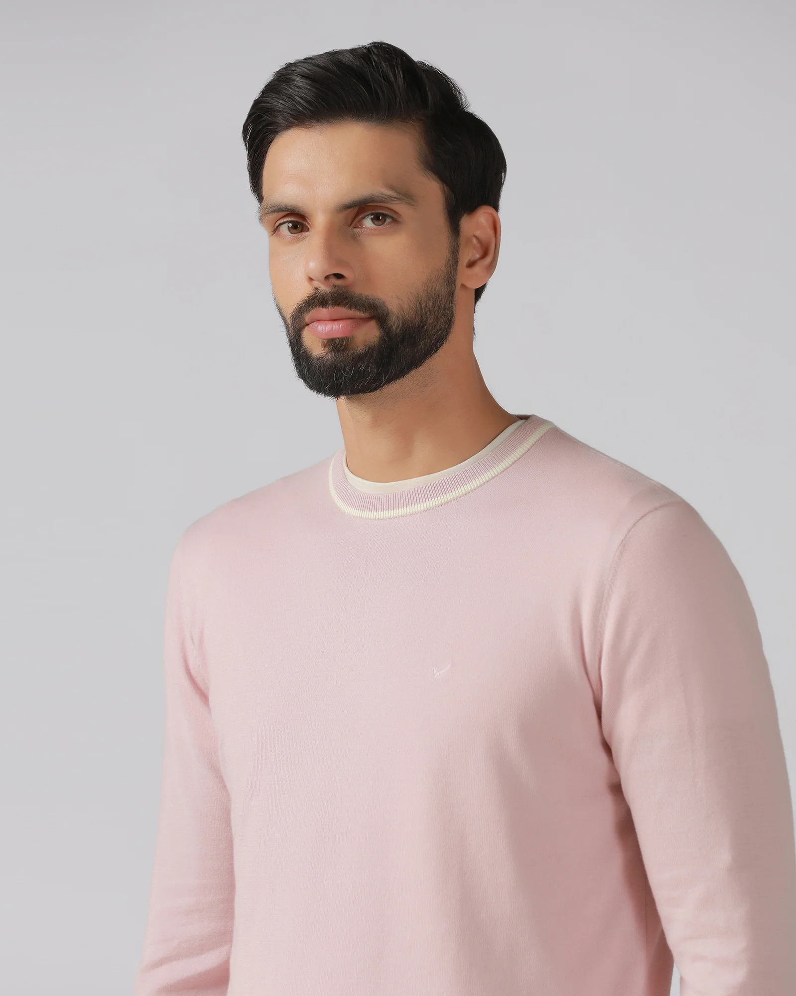 Dusty Pink Crew Neck Solid T-Shirt - Timber - Image 4