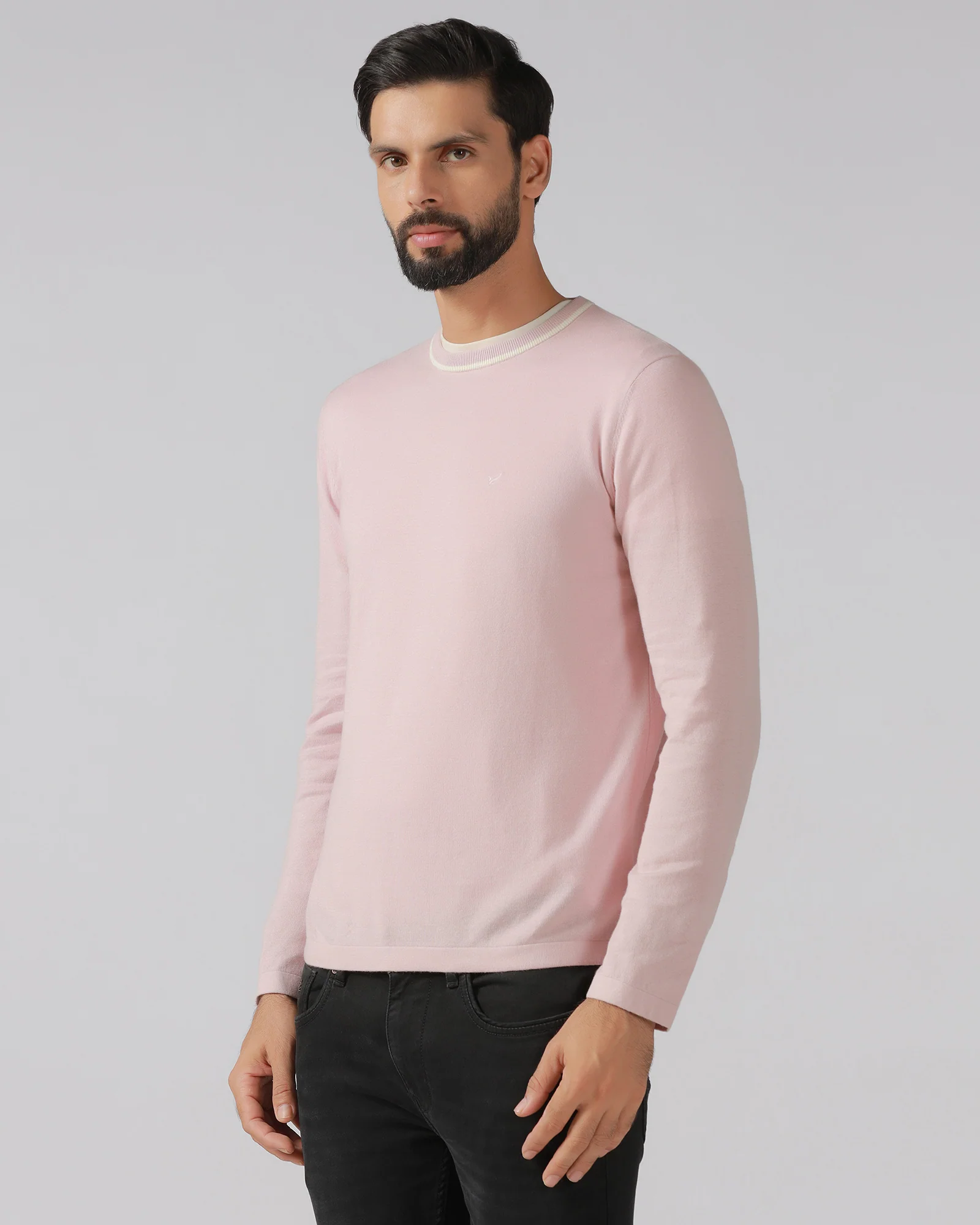 Dusty Pink Crew Neck Solid T-Shirt - Timber - Image 7