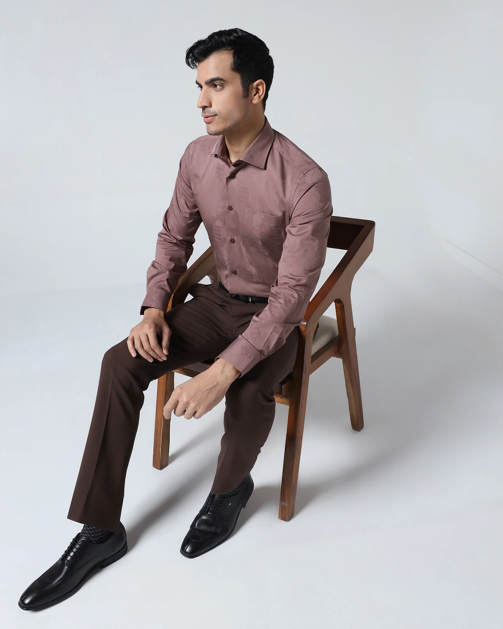 Dusty Pink Jacquard Shirt - Ramen - Image 7