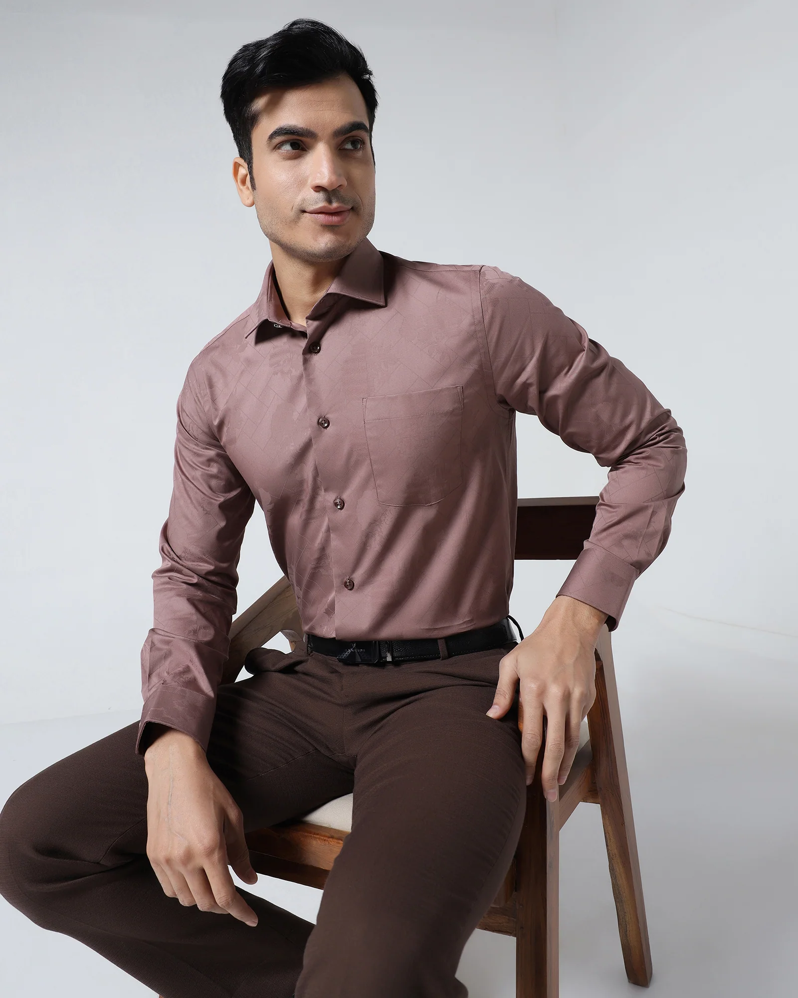 Dusty Pink Jacquard Shirt - Ramen - Image 8