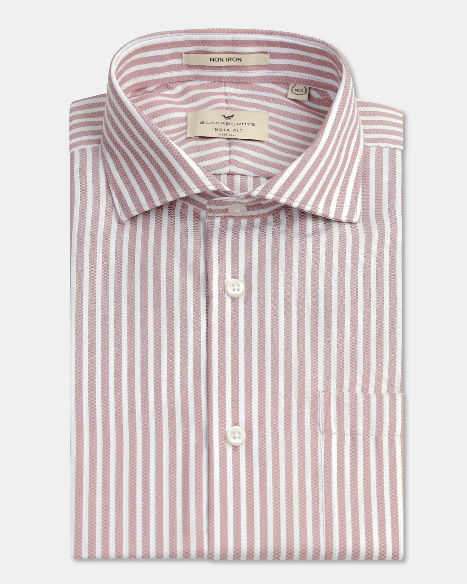 Dusty Pink Non Iron Stripe Shirt - Radius - Image 5