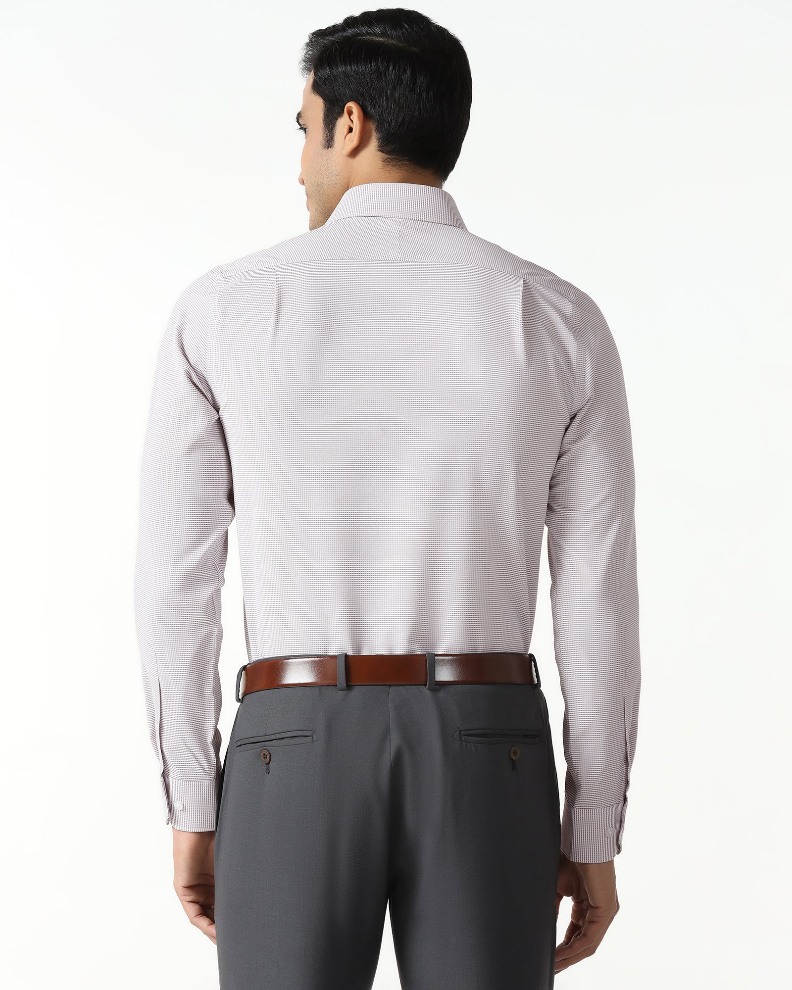 Dusty Pink Non Iron Textured Shirt - Rise - Image 2