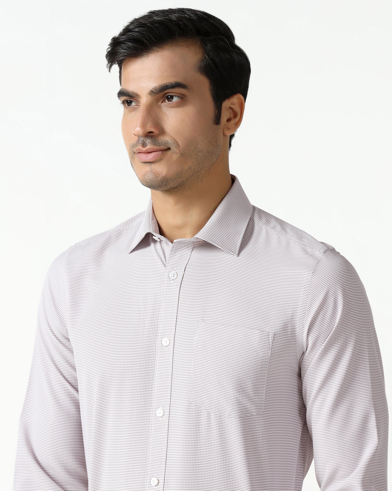 Dusty Pink Non Iron Textured Shirt - Rise - Image 4