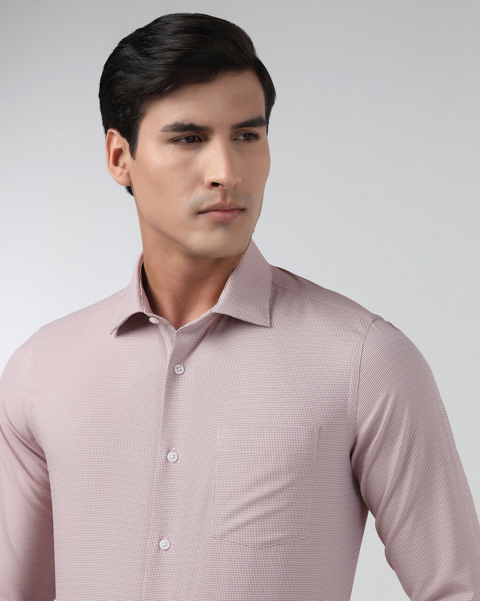 Dusty Pink Non Iron Textured Shirt - Russel E - Image 4