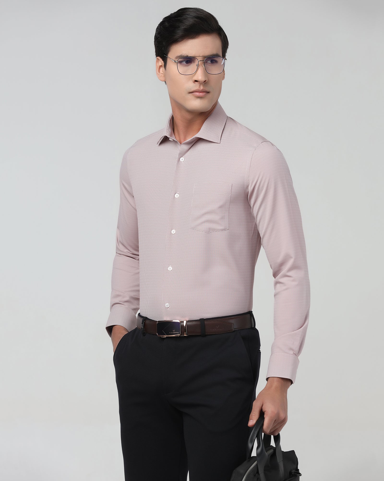 Dusty Pink Non Iron Textured Shirt - Russel E - Image 7