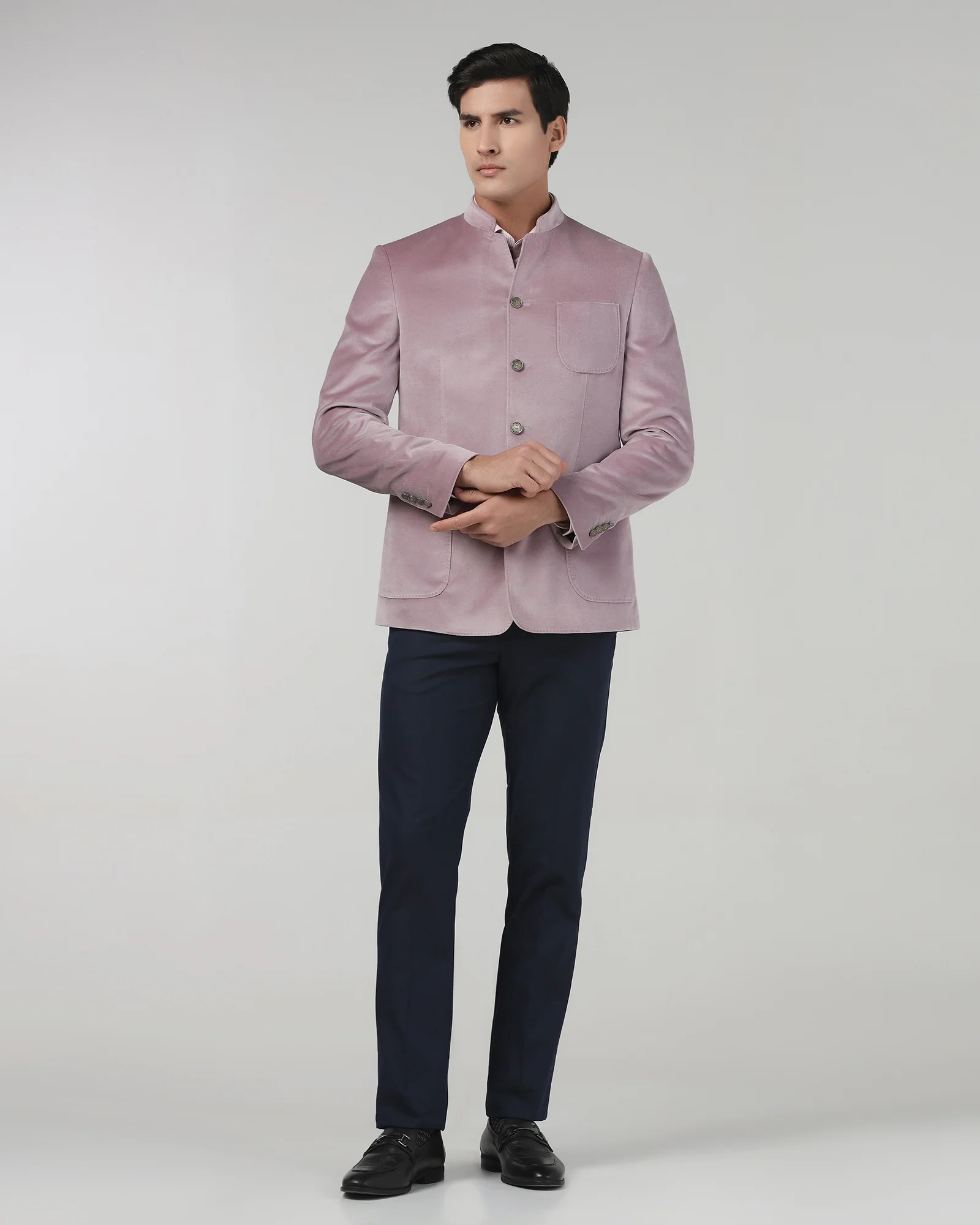 Dusty Pink Solid Bandhgala - Malibu