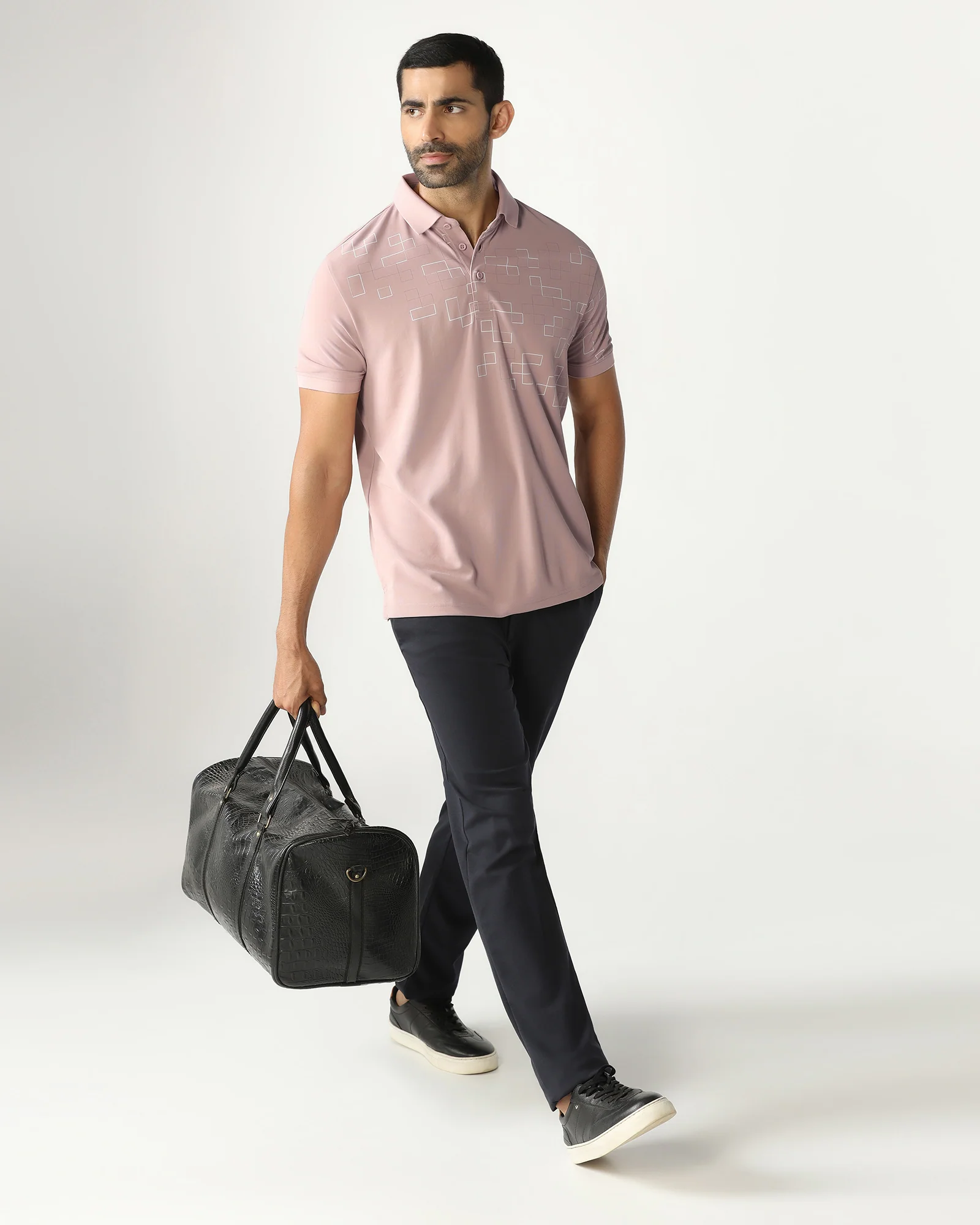Dusty Pink TechPro Printed Polo - Luna - Image 7