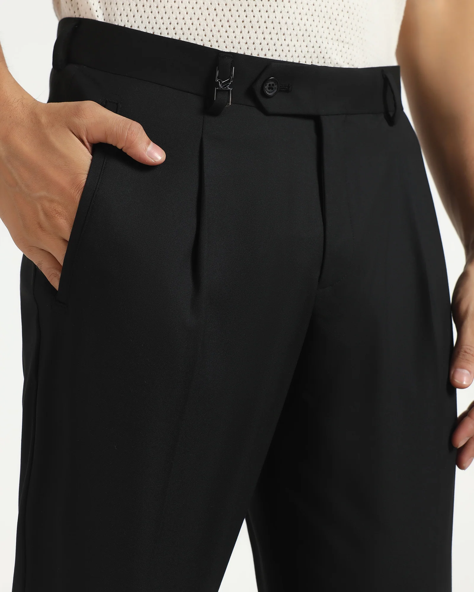Ease Fit Formal Black Solid Trouser - Malone - Image 2