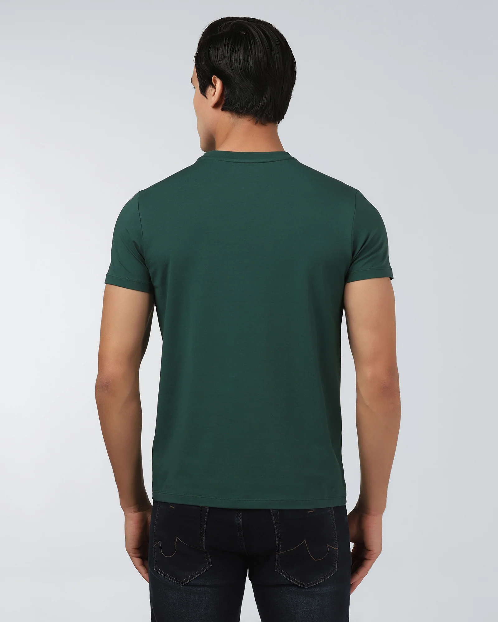 Forest Green Crew Neck Printed T-Shirt - Petunia - Image 2