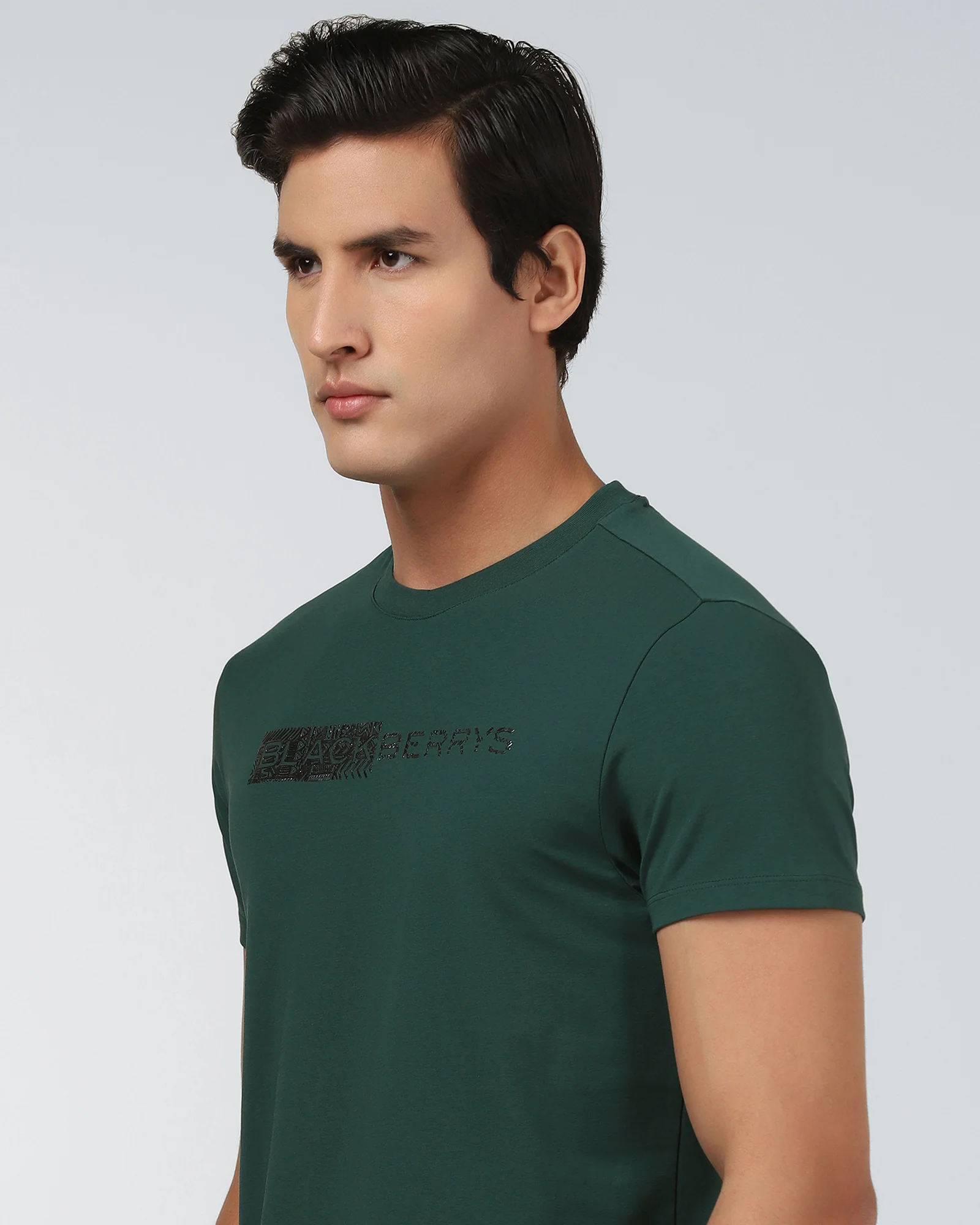 Forest Green Crew Neck Printed T-Shirt - Petunia - Image 4