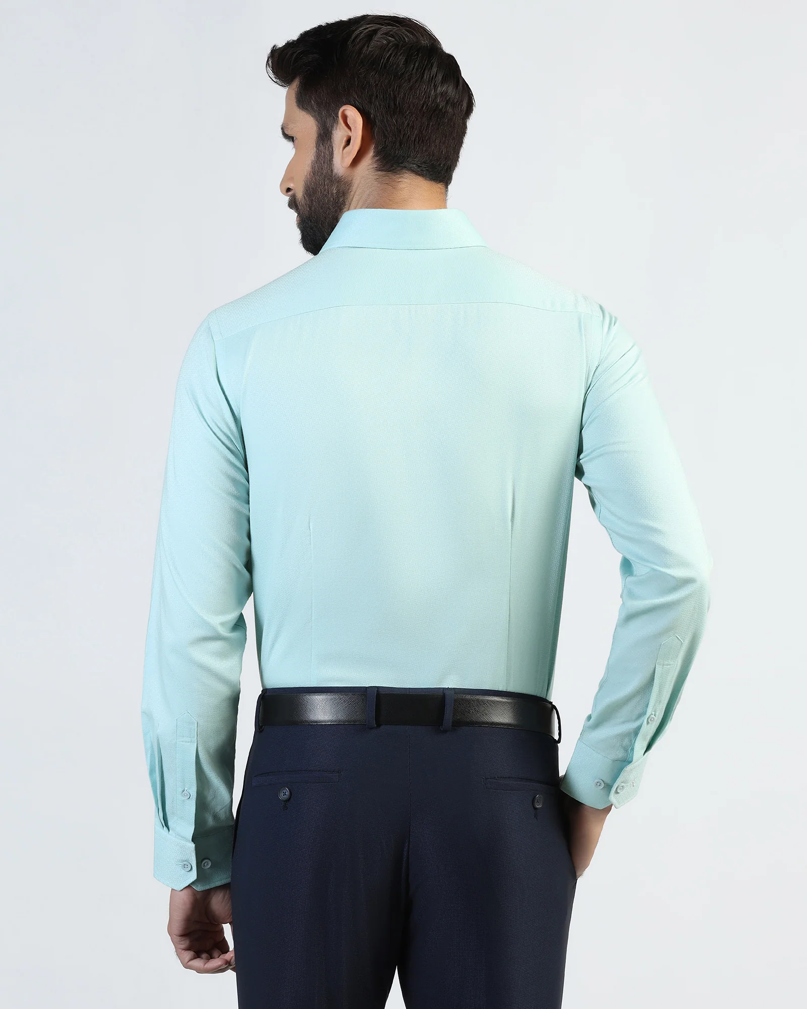 Formal Aqua Textured Shirt - Brick - Image 2