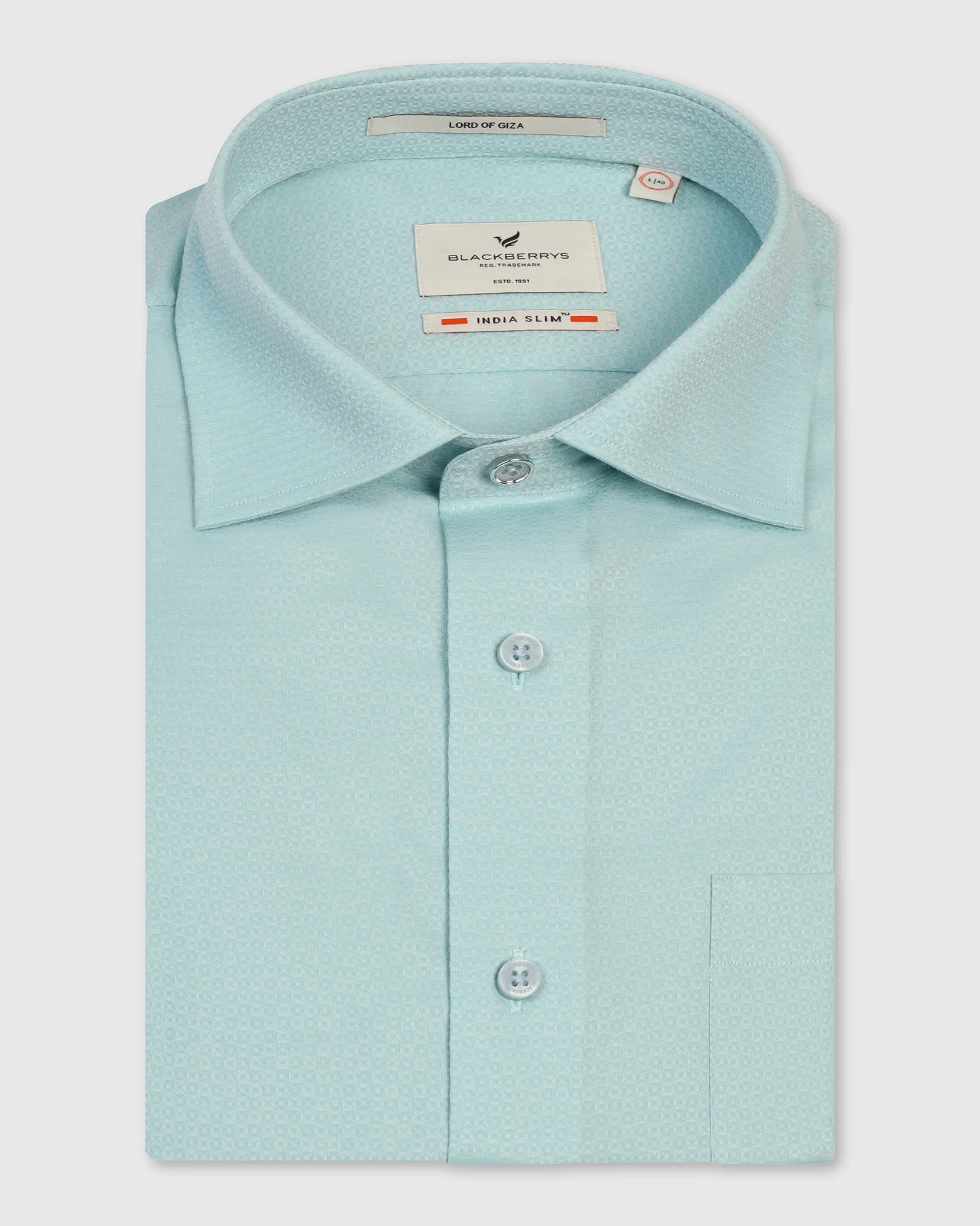 Formal Aqua Textured Shirt - Brick - Image 5