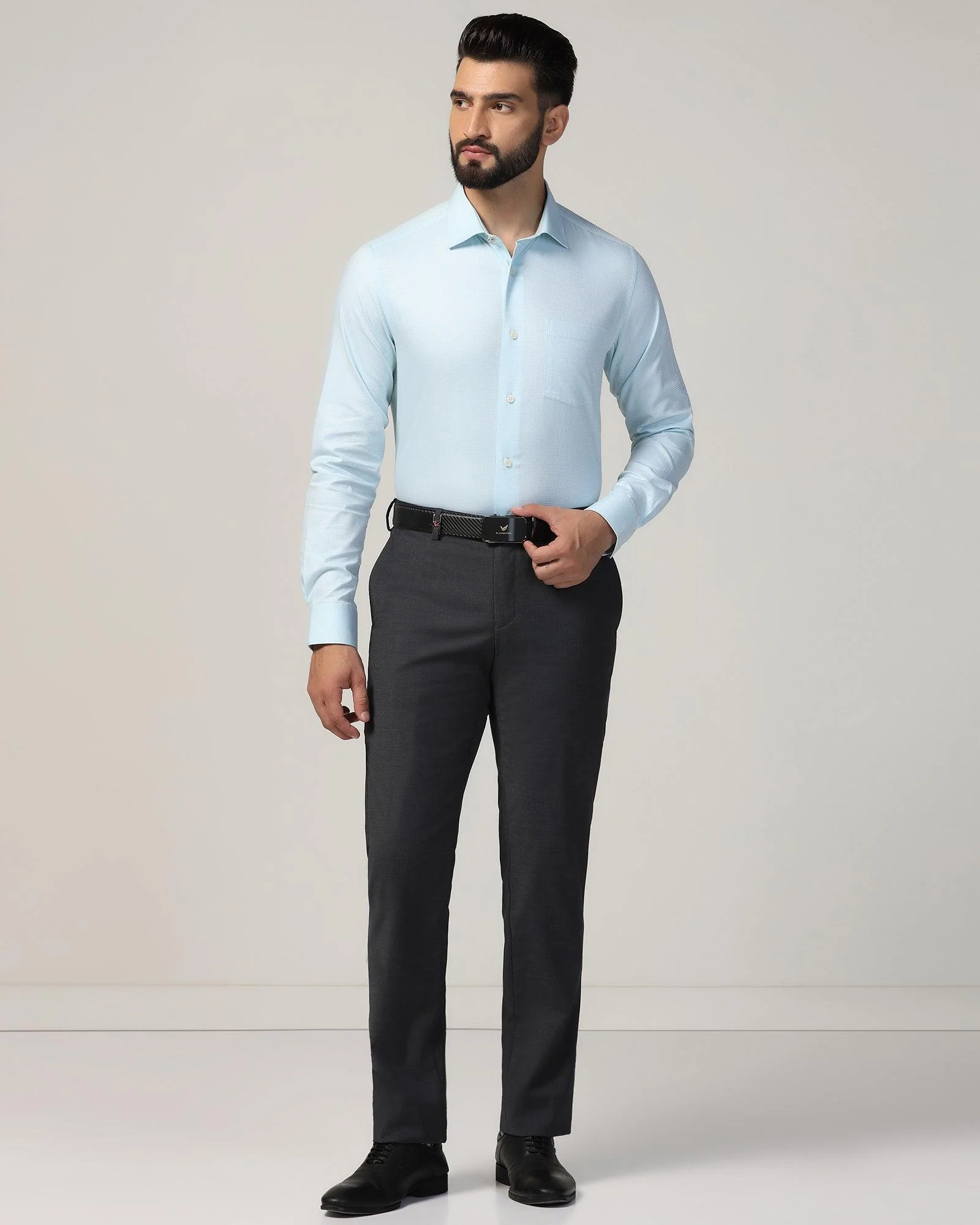 Formal Aqua Textured Shirt - Qued - Image 3