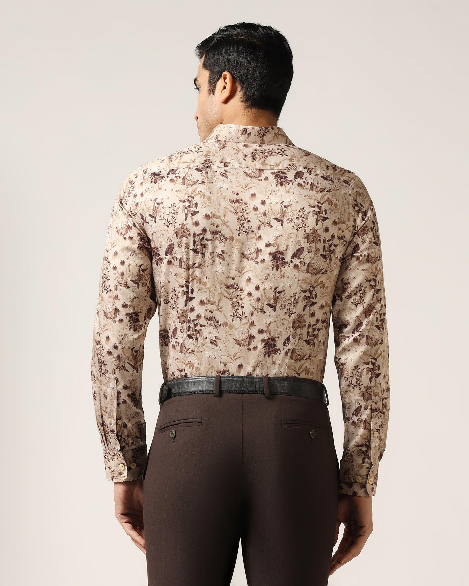 Formal Beige Printed Shirt - Fret - Image 2