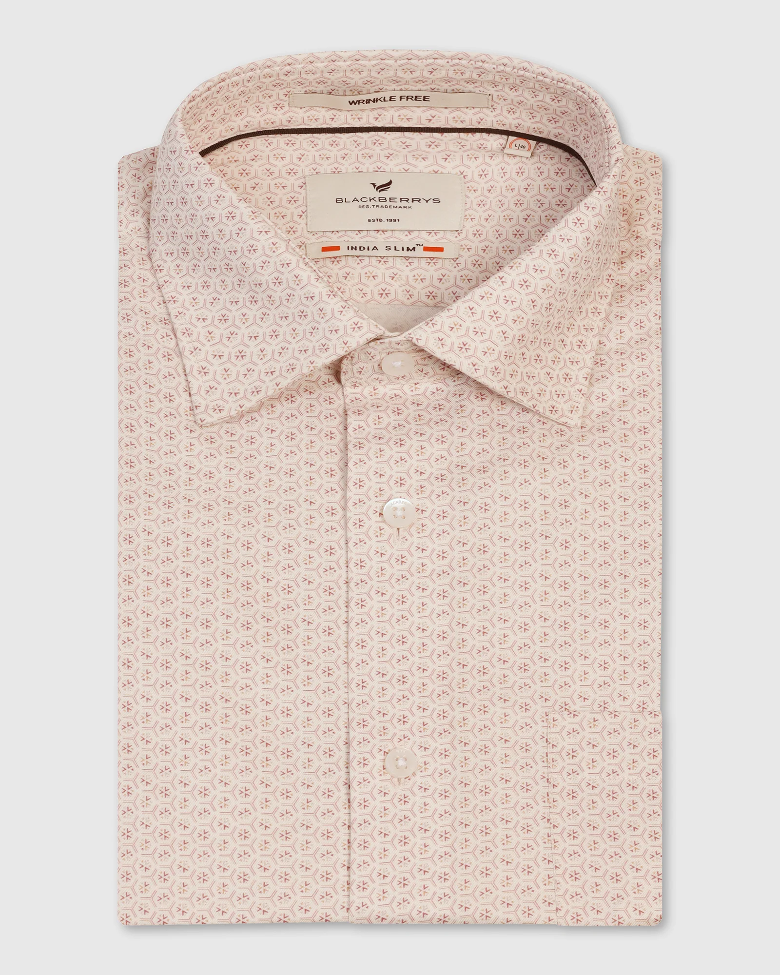 Unwrinkle Formal Beige Printed Shirt - Valor - Image 5