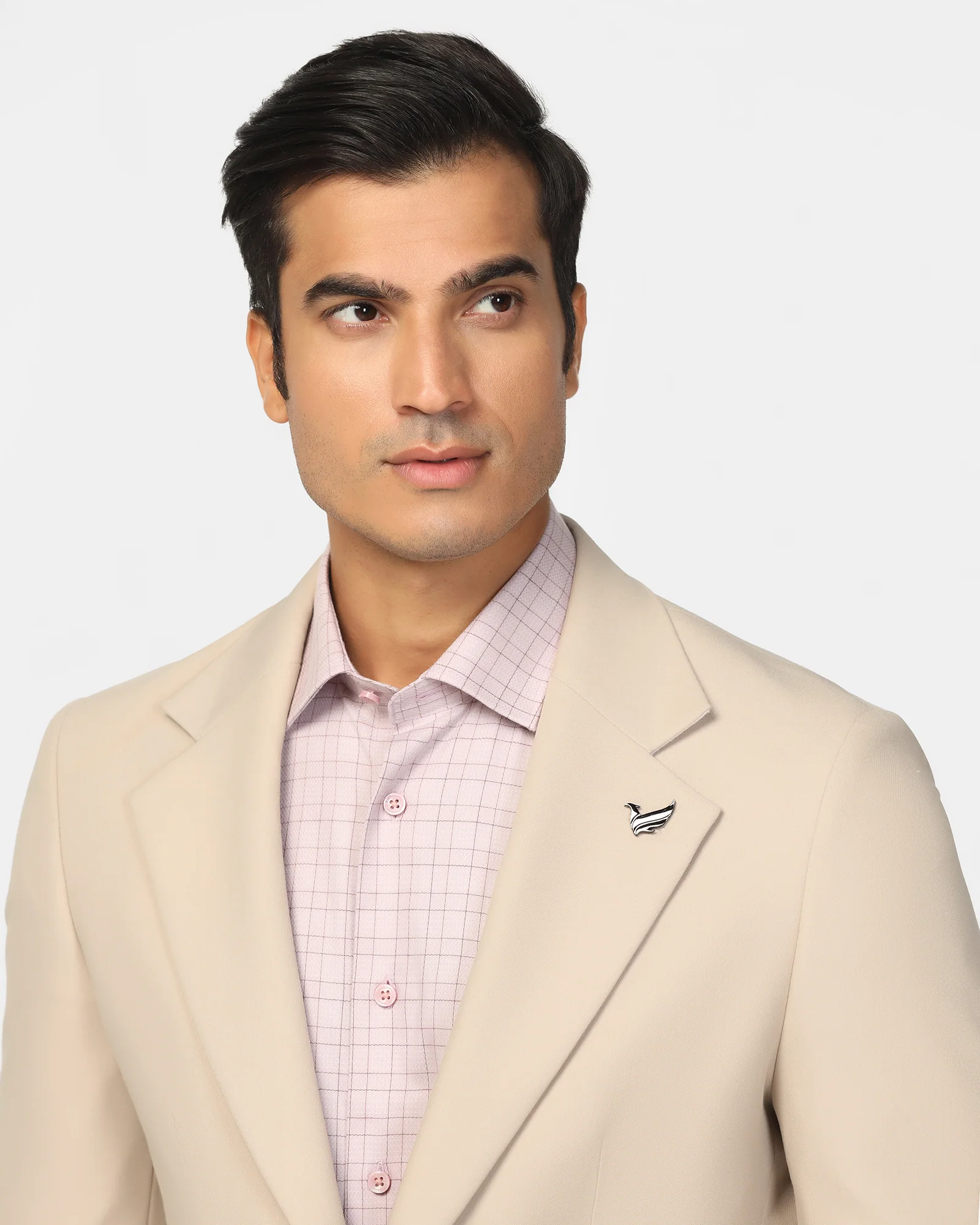 Formal Beige Solid Blazer - Kenneth - Image 4