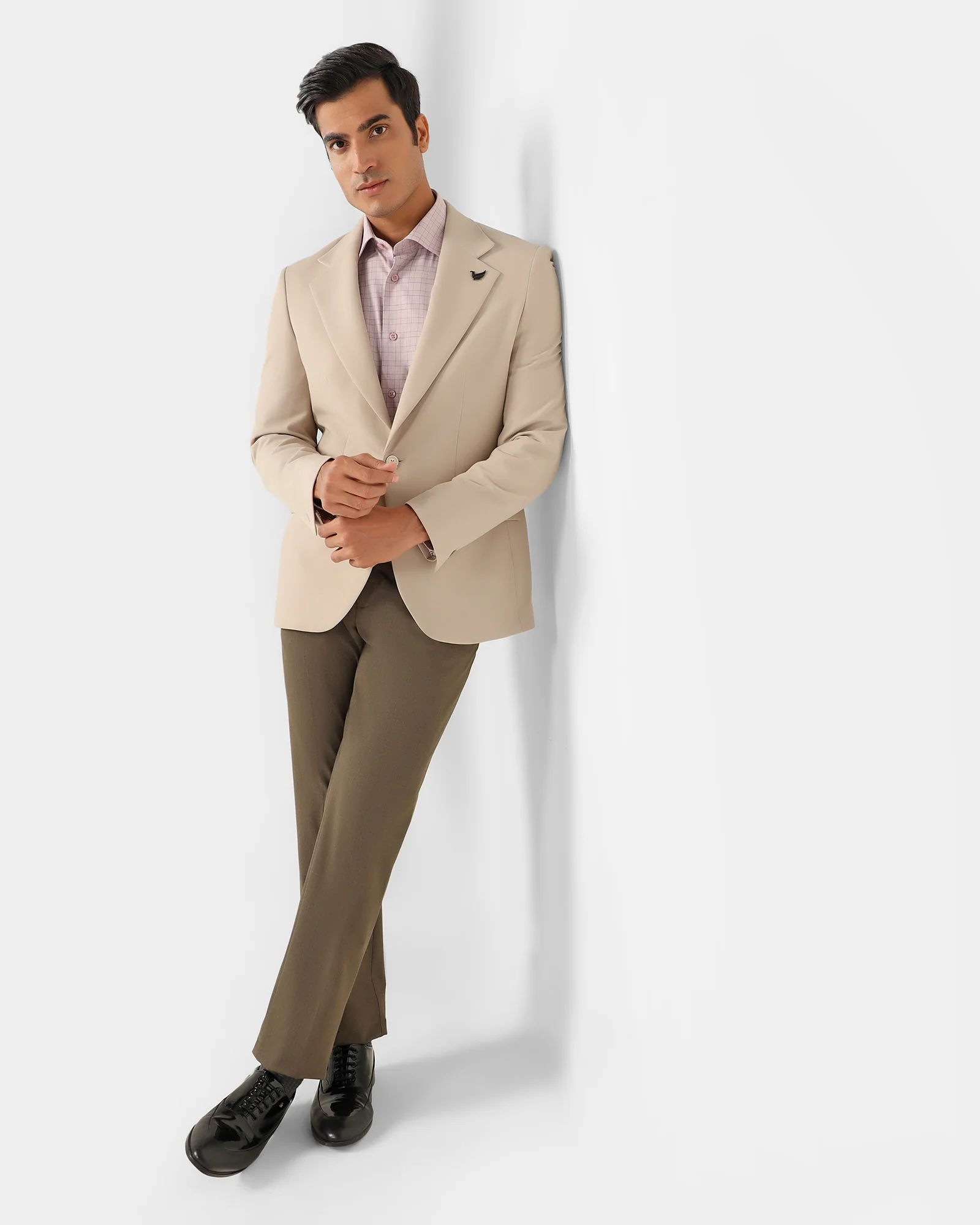 Formal Beige Solid Blazer - Kenneth - Image 7
