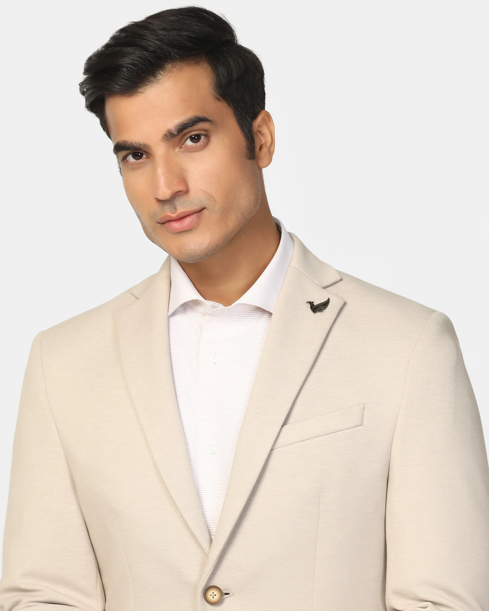 Formal Beige Textured Blazer - Dylan - Image 4