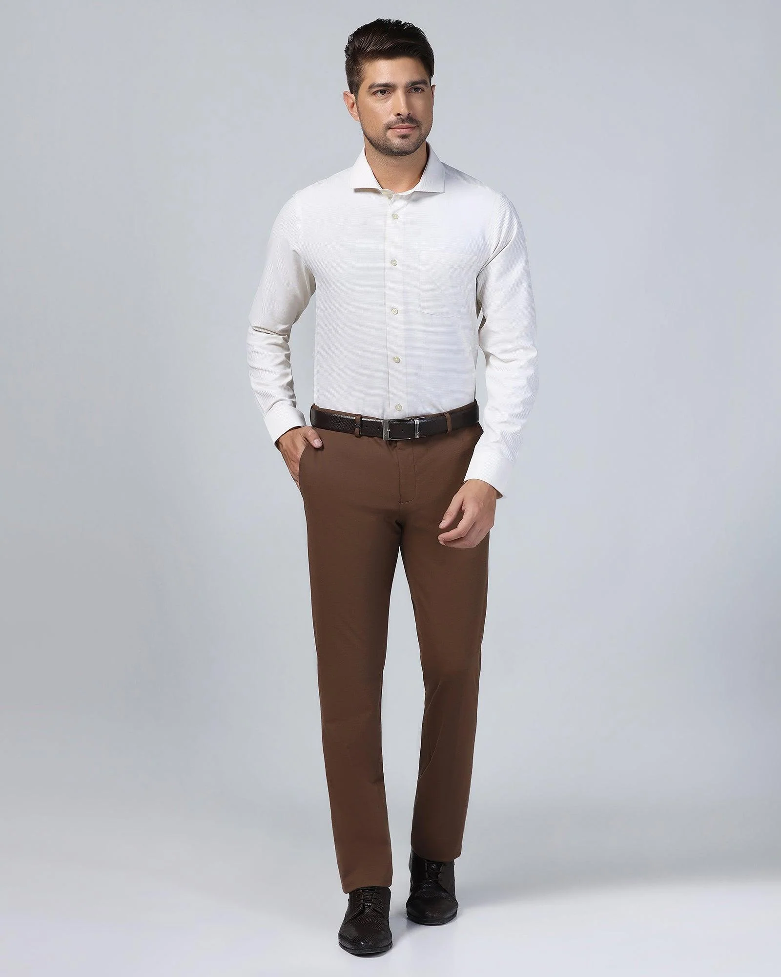 Non Iron Formal Beige Textured Shirt - Matrix - Image 3