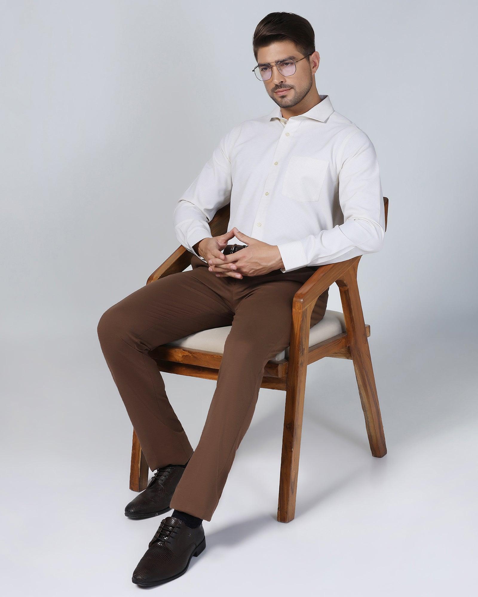 Non Iron Formal Beige Textured Shirt - Matrix - Image 8