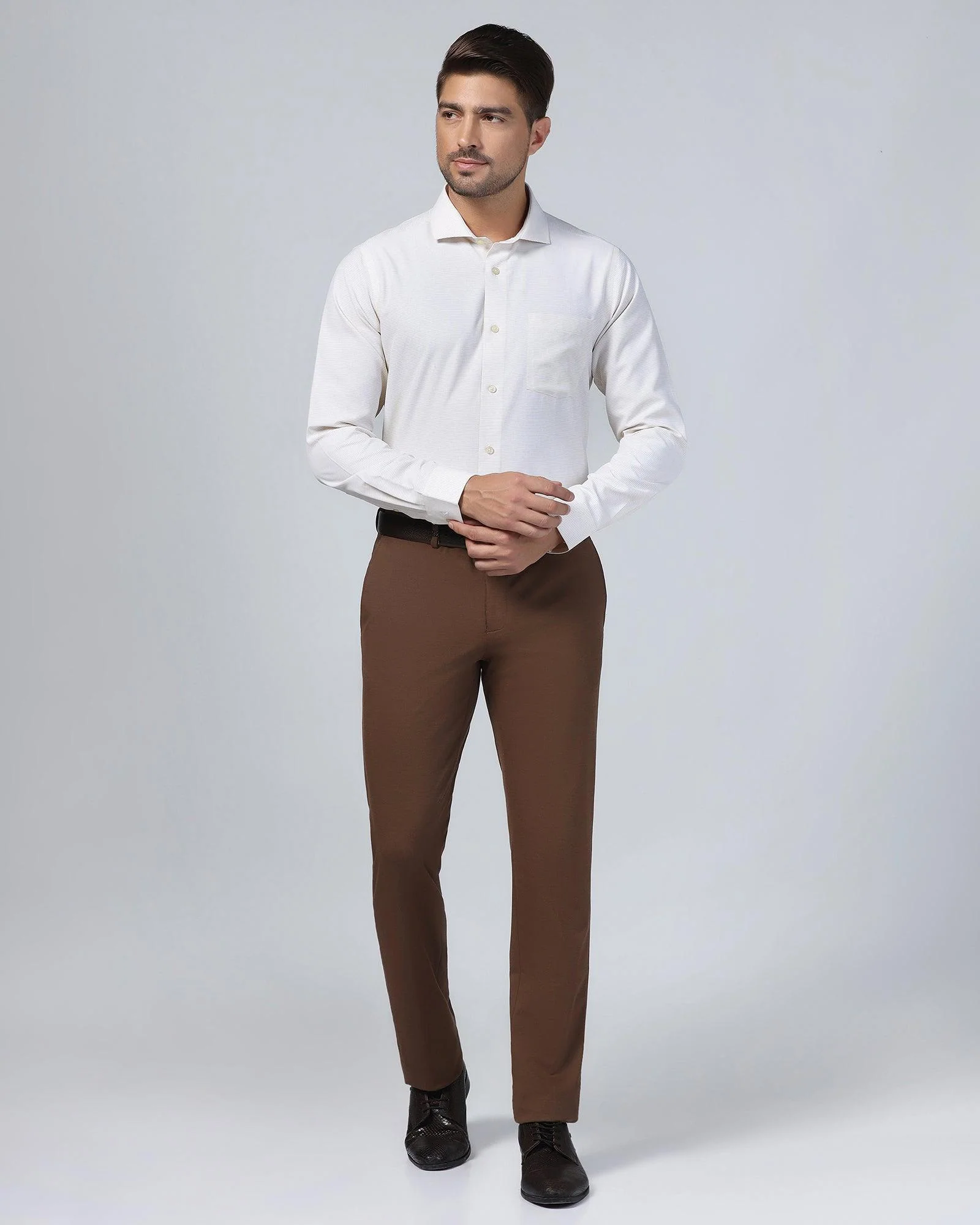 Non Iron Formal Beige Textured Shirt - Matrix - Image 9