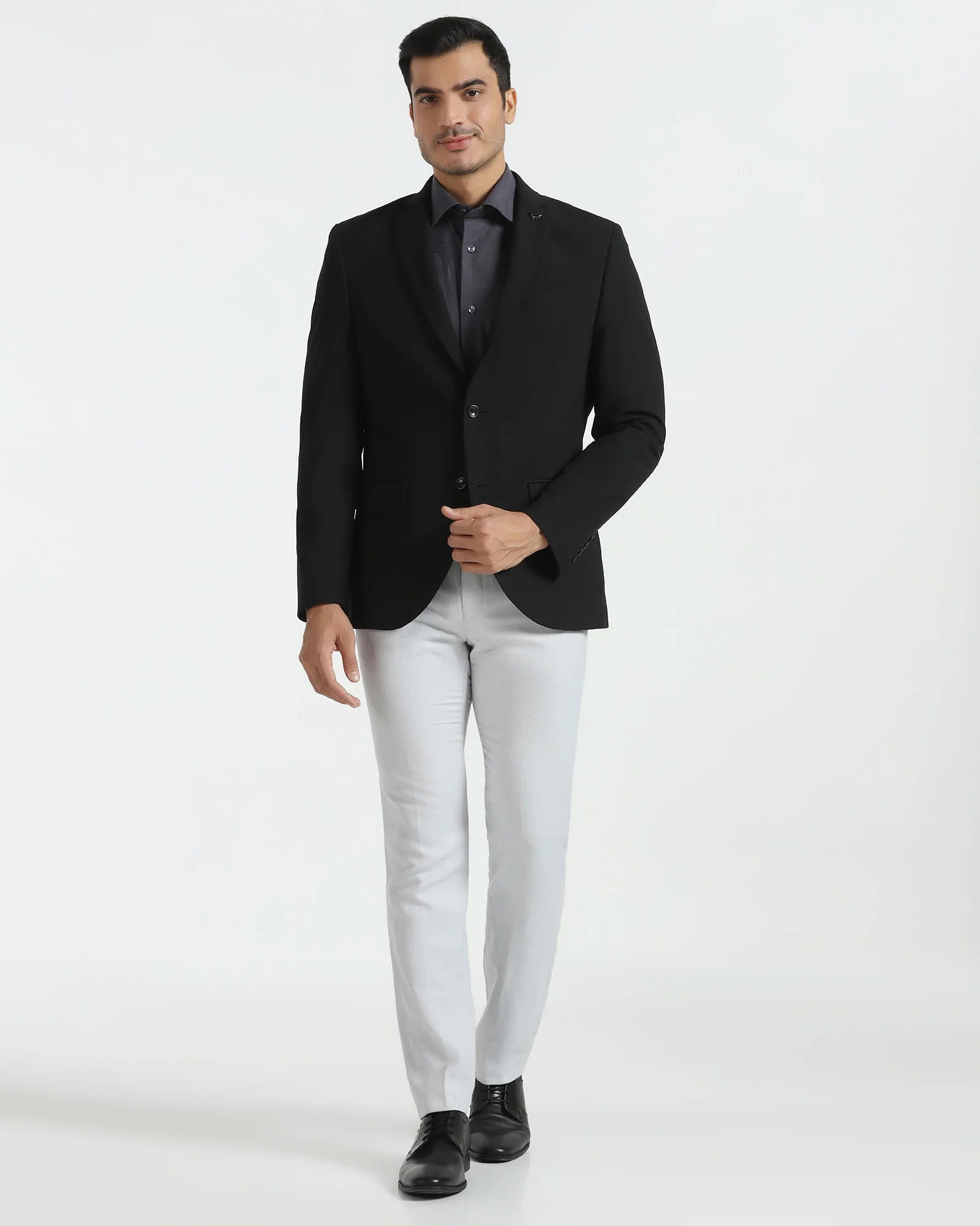 Formal Black Solid Blazer - Vacson - Image 3