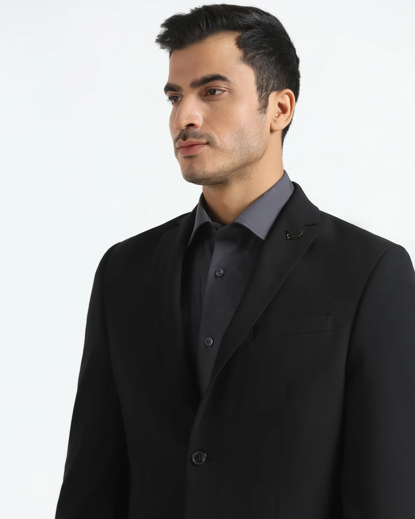Formal Black Solid Blazer - Vacson - Image 4