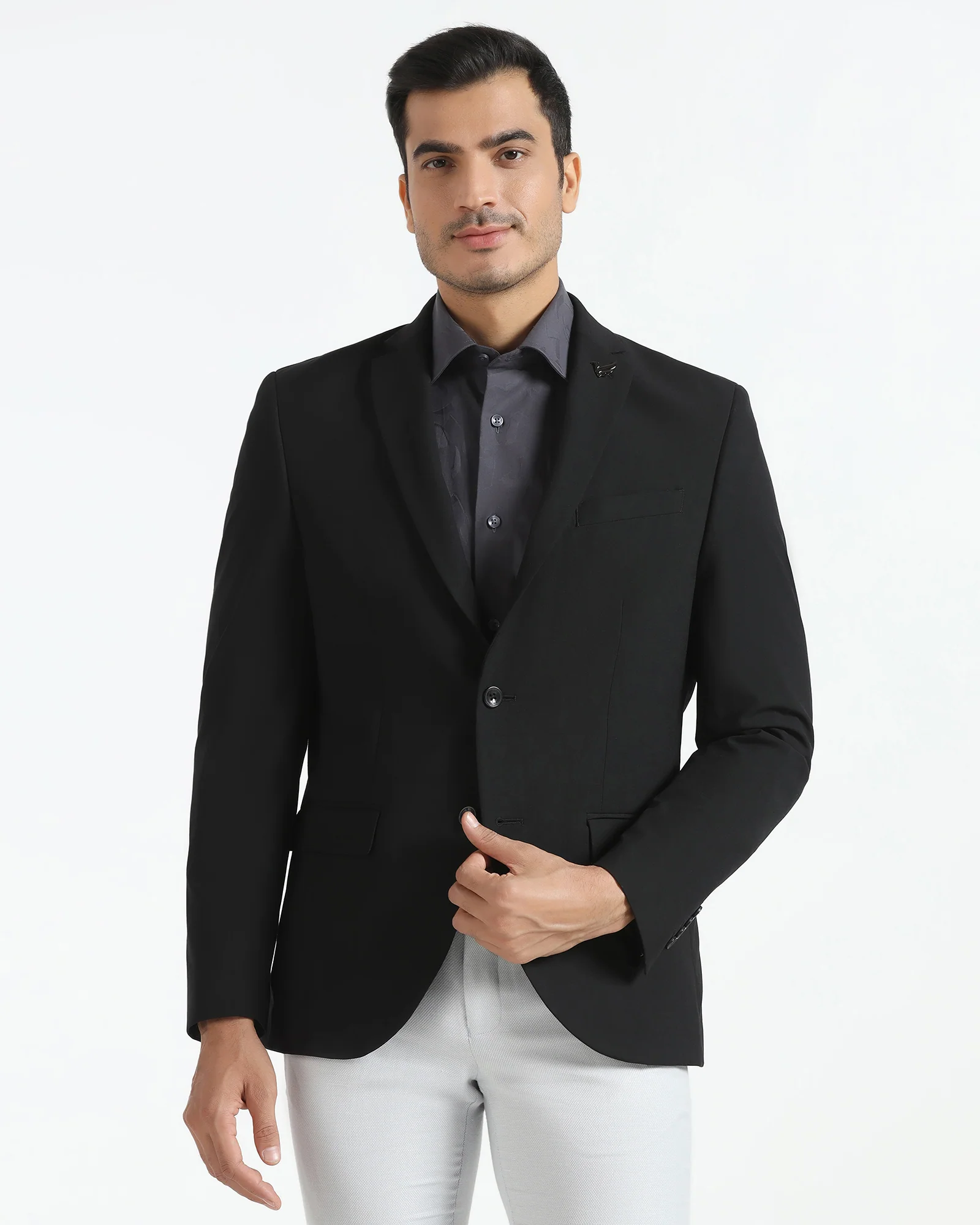Formal Black Solid Blazer - Vacson - Image 6