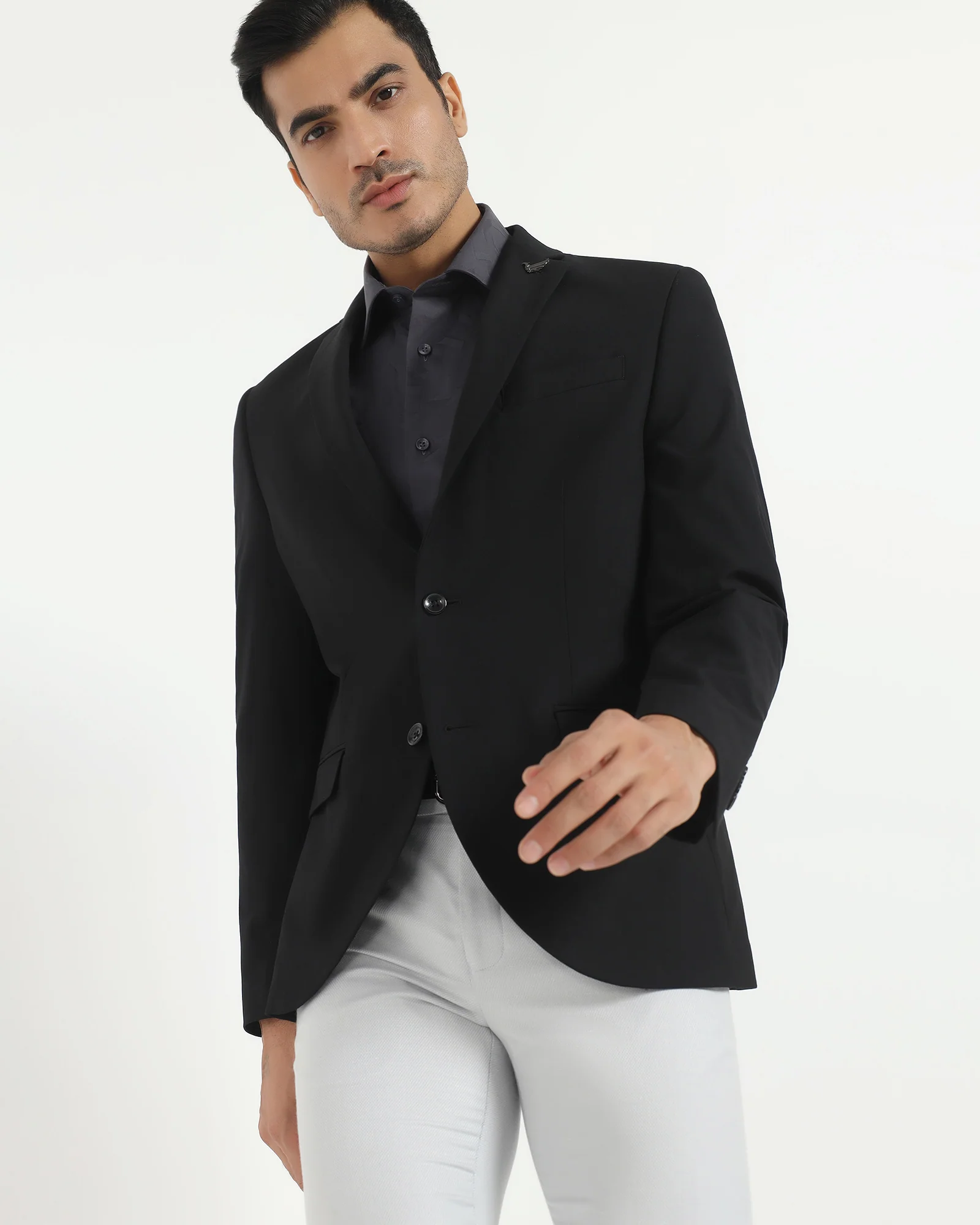 Formal Black Solid Blazer - Vacson - Image 7