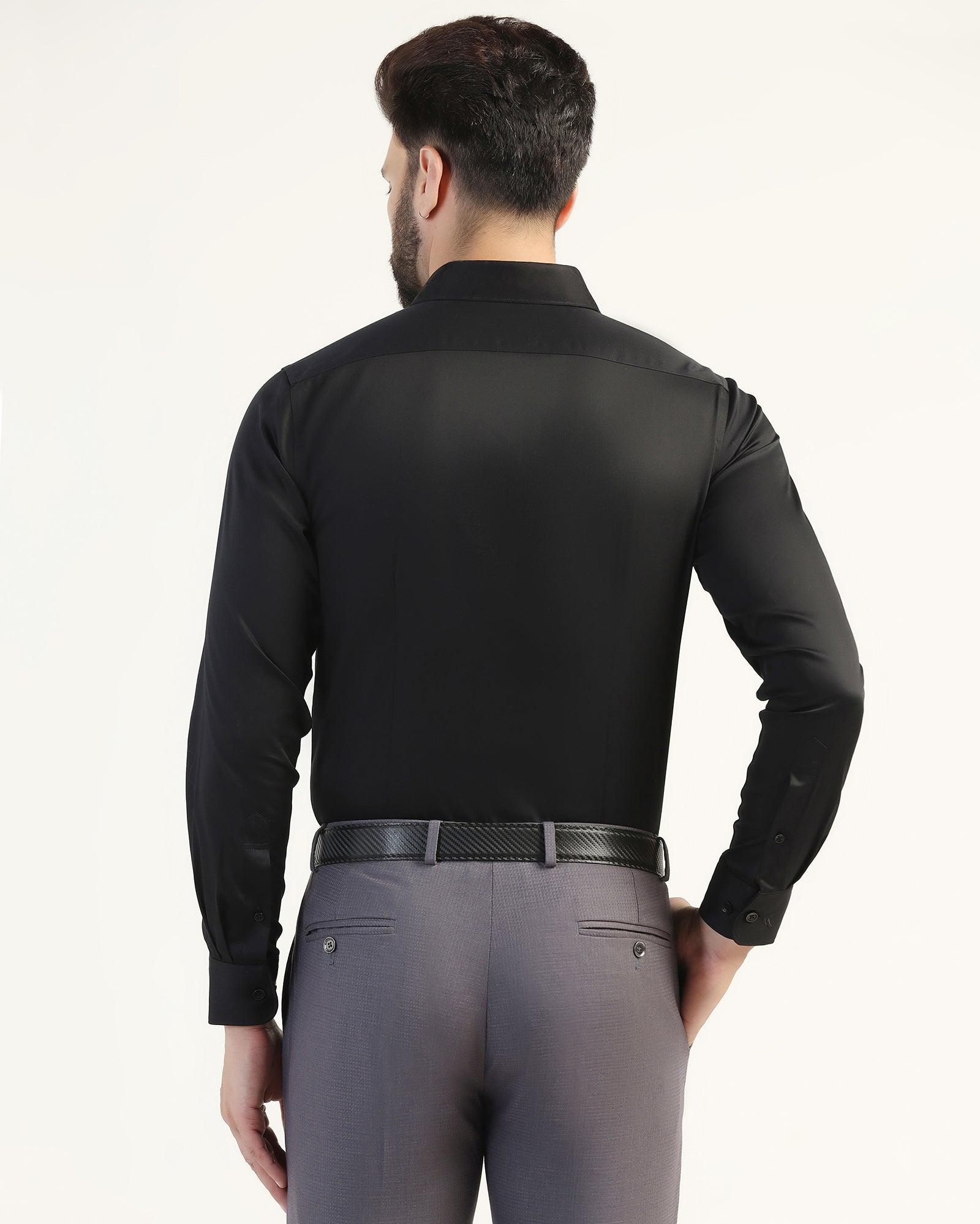 Formal Black Solid Shirt - Fusion - Image 2