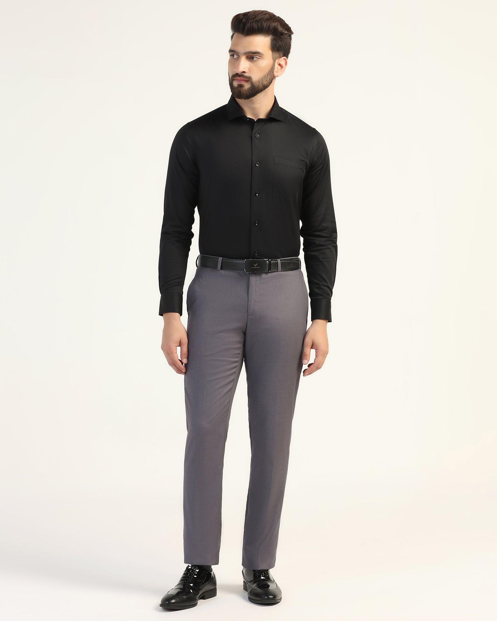 Formal Black Solid Shirt - Fusion - Image 3