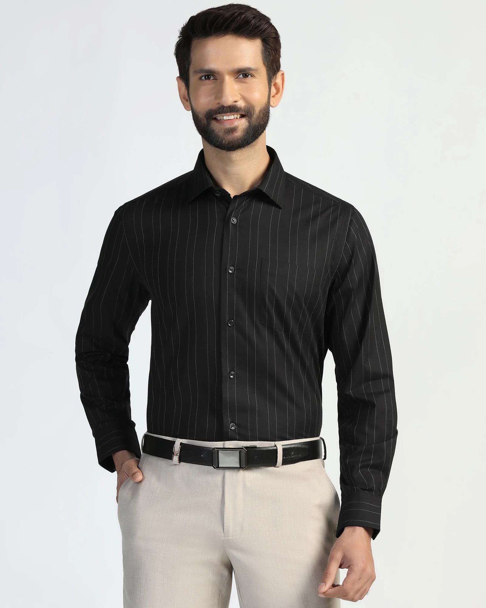 Formal Black Stripe Shirt - Austin - Image 8