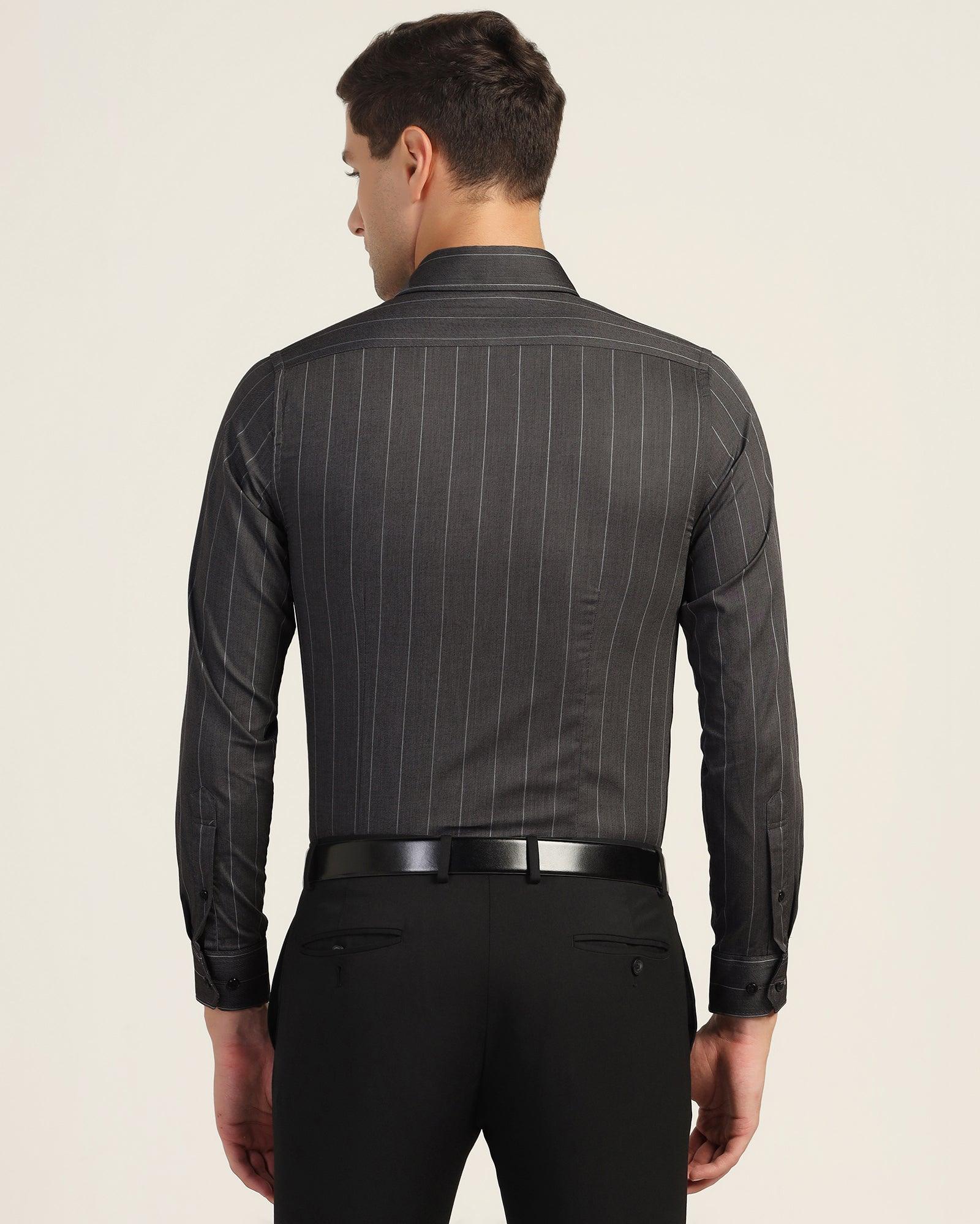 Formal Black Stripe Shirt - Orbit - Image 2