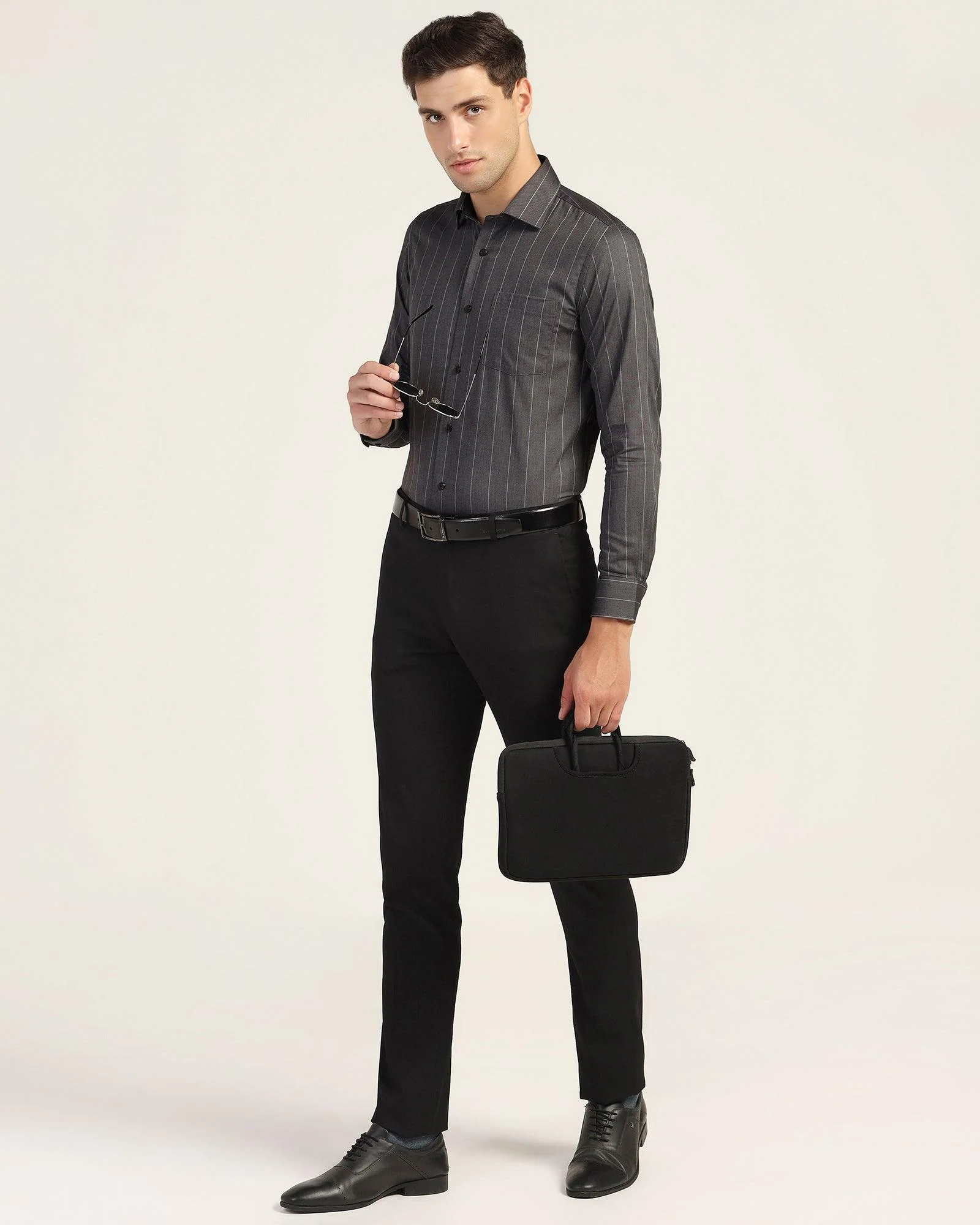 Formal Black Stripe Shirt - Orbit - Image 3