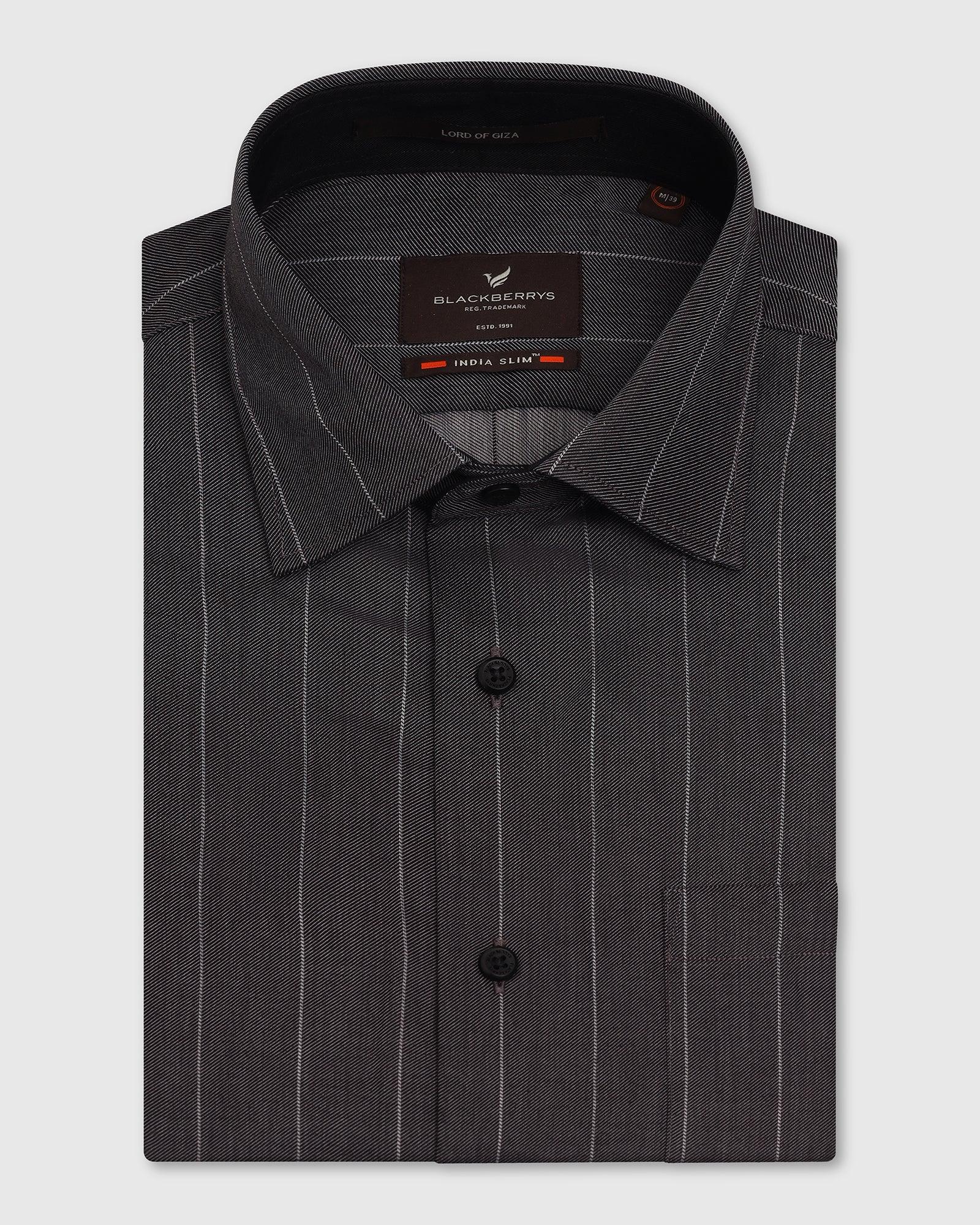 Formal Black Stripe Shirt - Orbit - Image 5