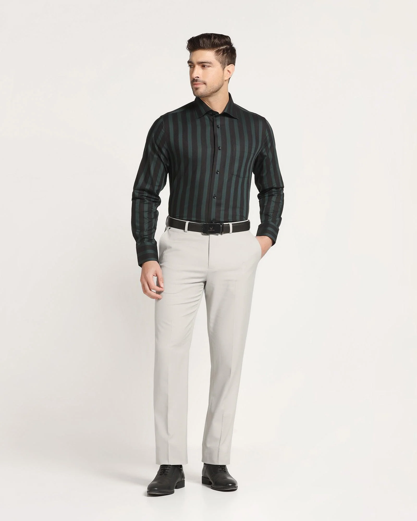 Formal Black Stripe Shirt - Regis - Image 3