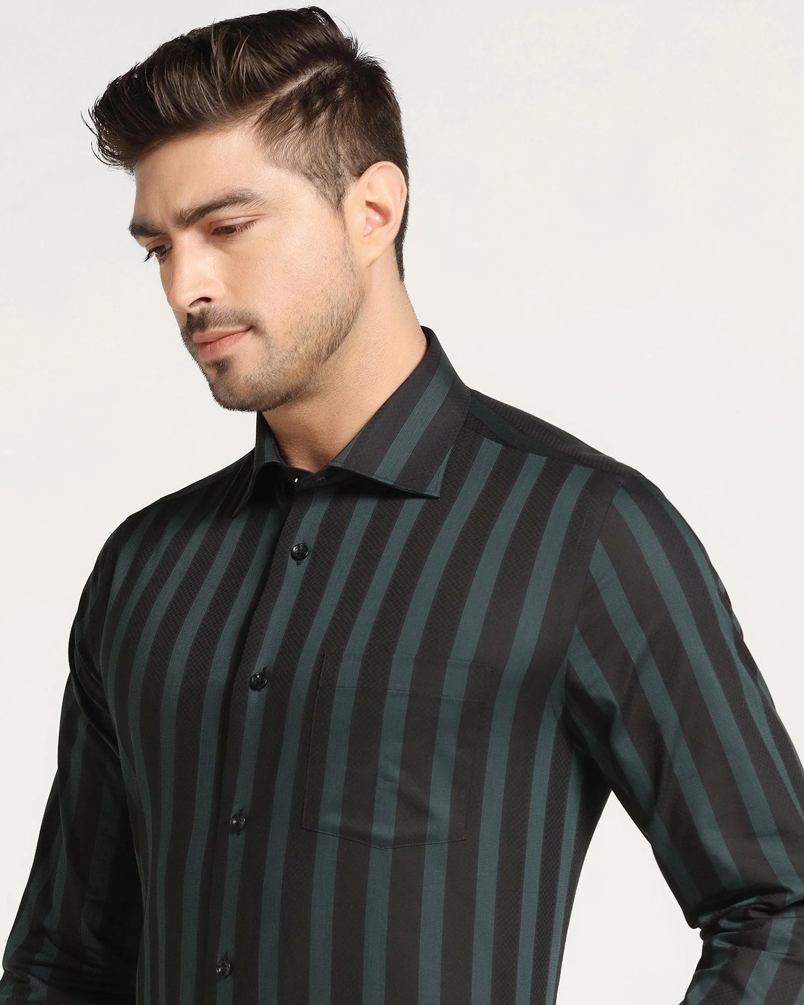 Formal Black Stripe Shirt - Regis - Image 4