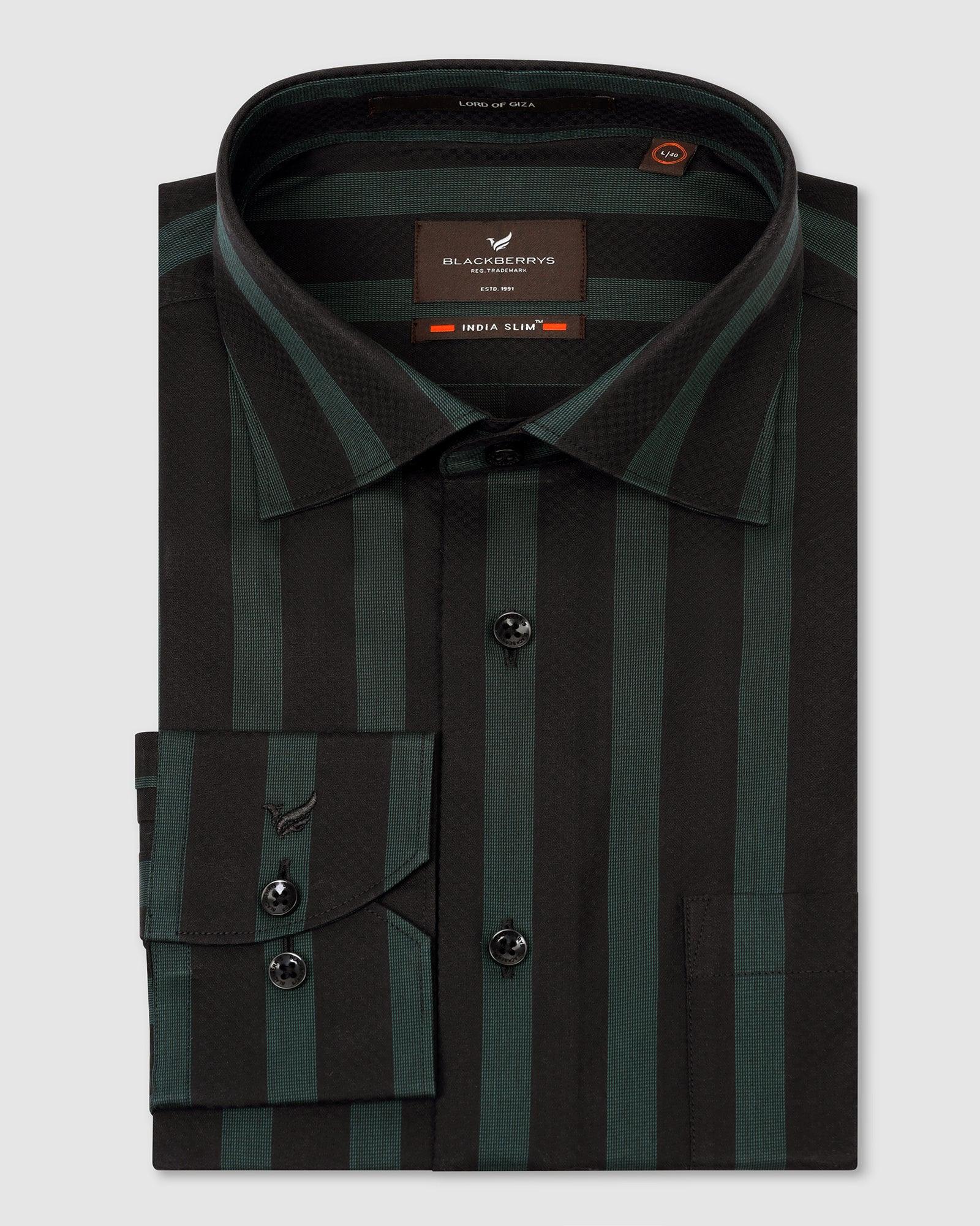Formal Black Stripe Shirt - Regis - Image 5