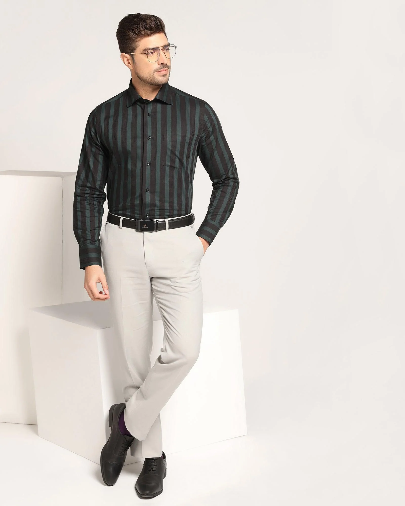 Formal Black Stripe Shirt - Regis - Image 6